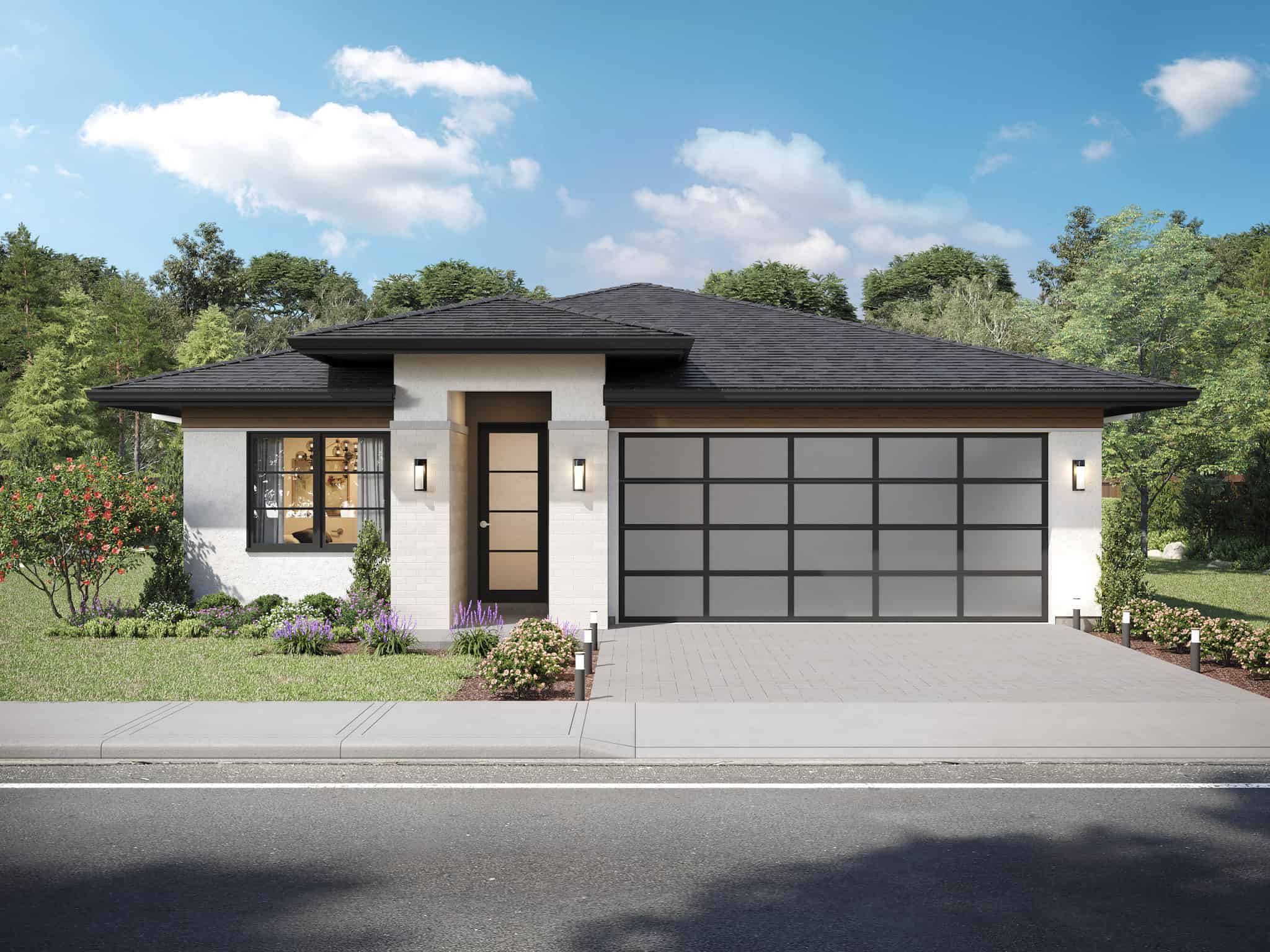 Front elevation of Contemporary home (ThePlanCollection: House Plan #211-1044)
