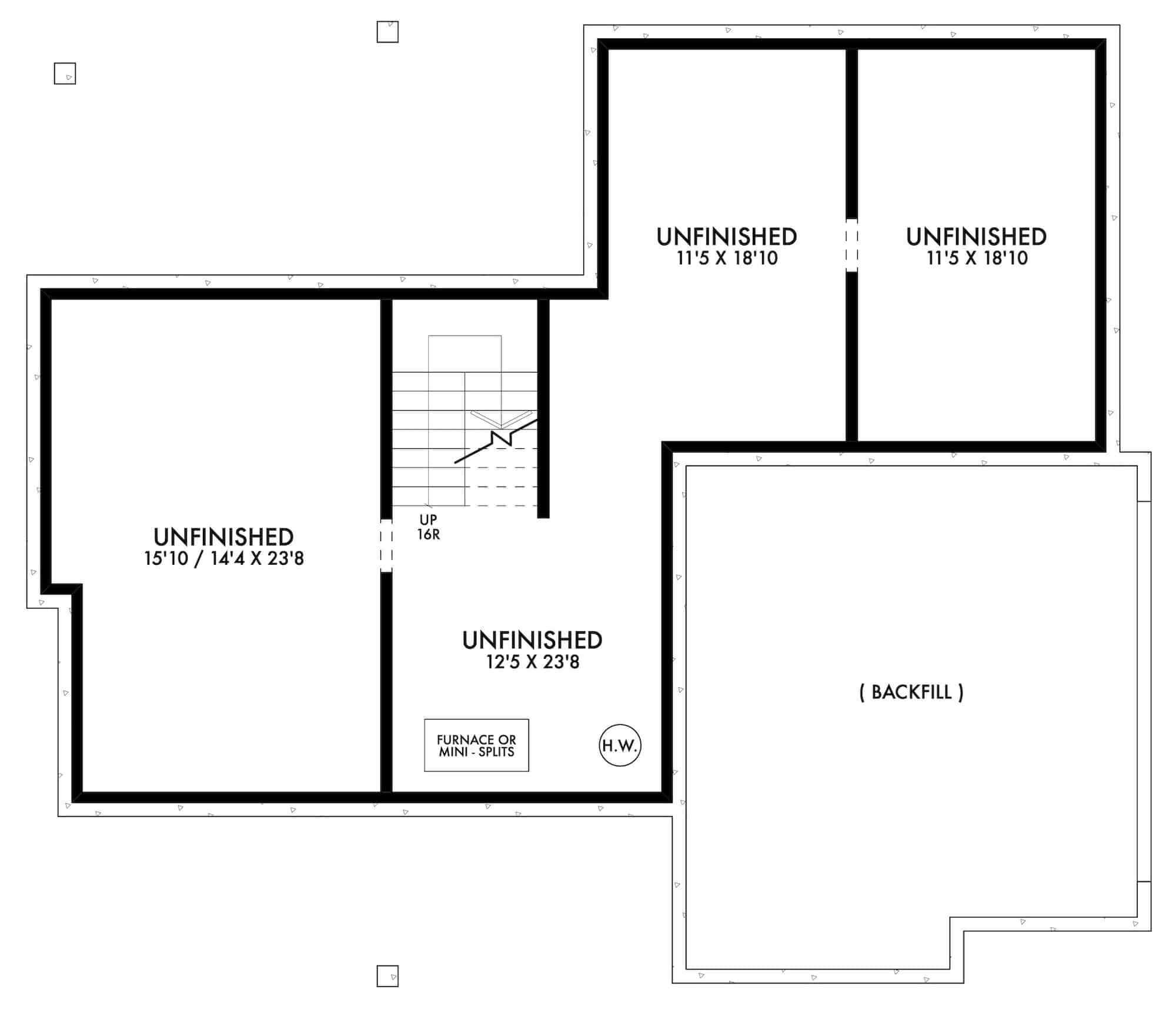 Basement of Contemporary Plan #211-1045