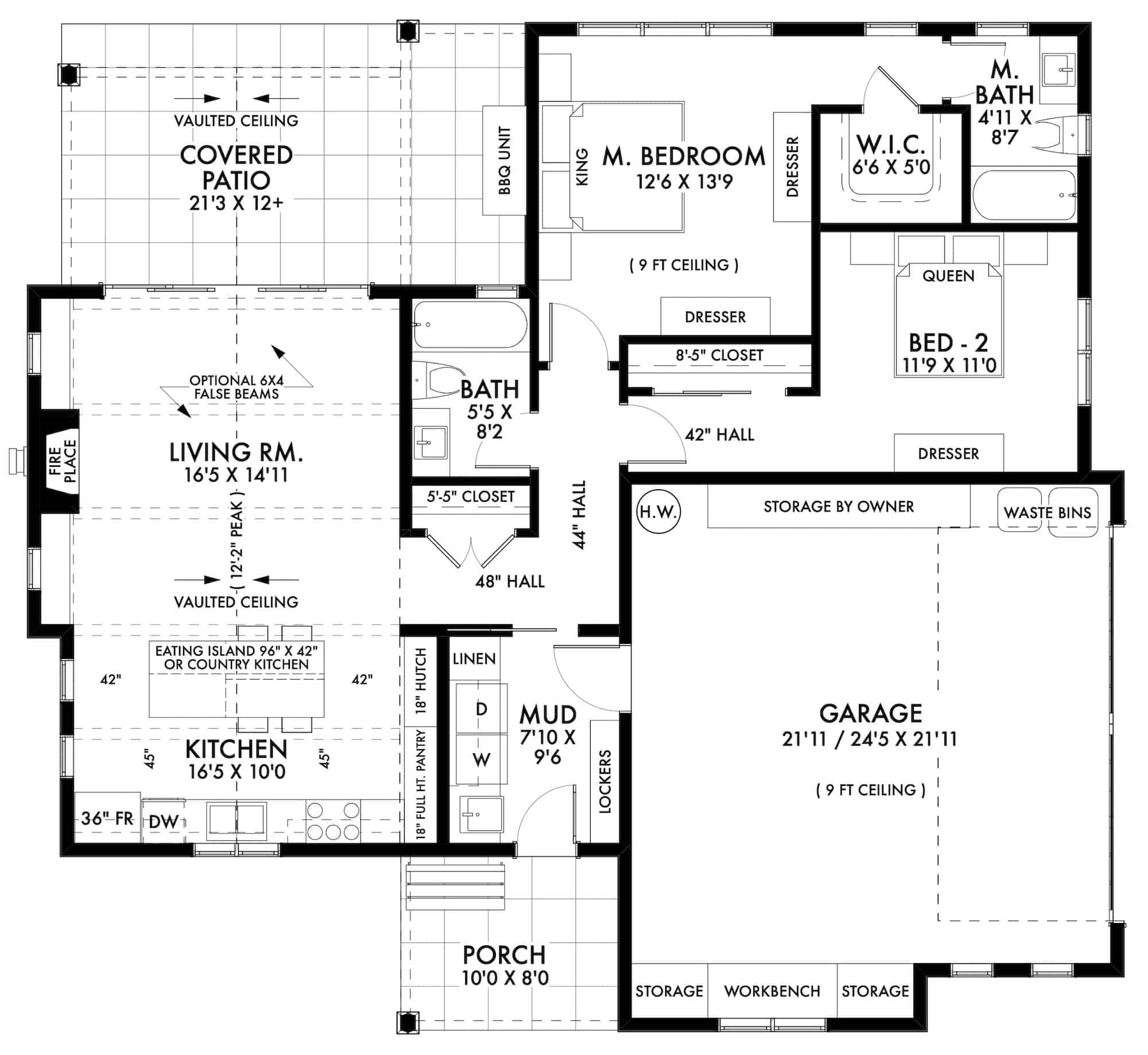 Main Level of Contemporary Plan #211-1045