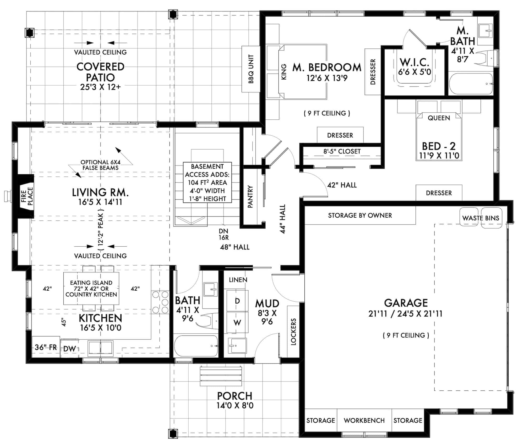 Main Level of Contemporary Plan #211-1045