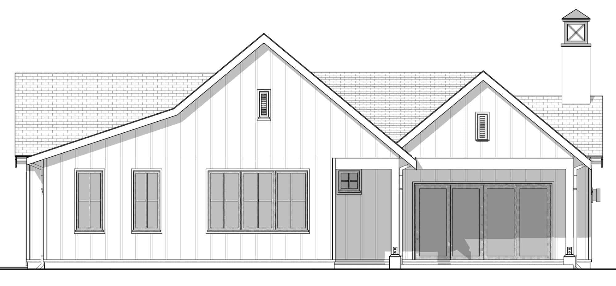 Home Plan Rear Elevation of this 2-Bedroom,1200 Sq Ft Plan -211-1045