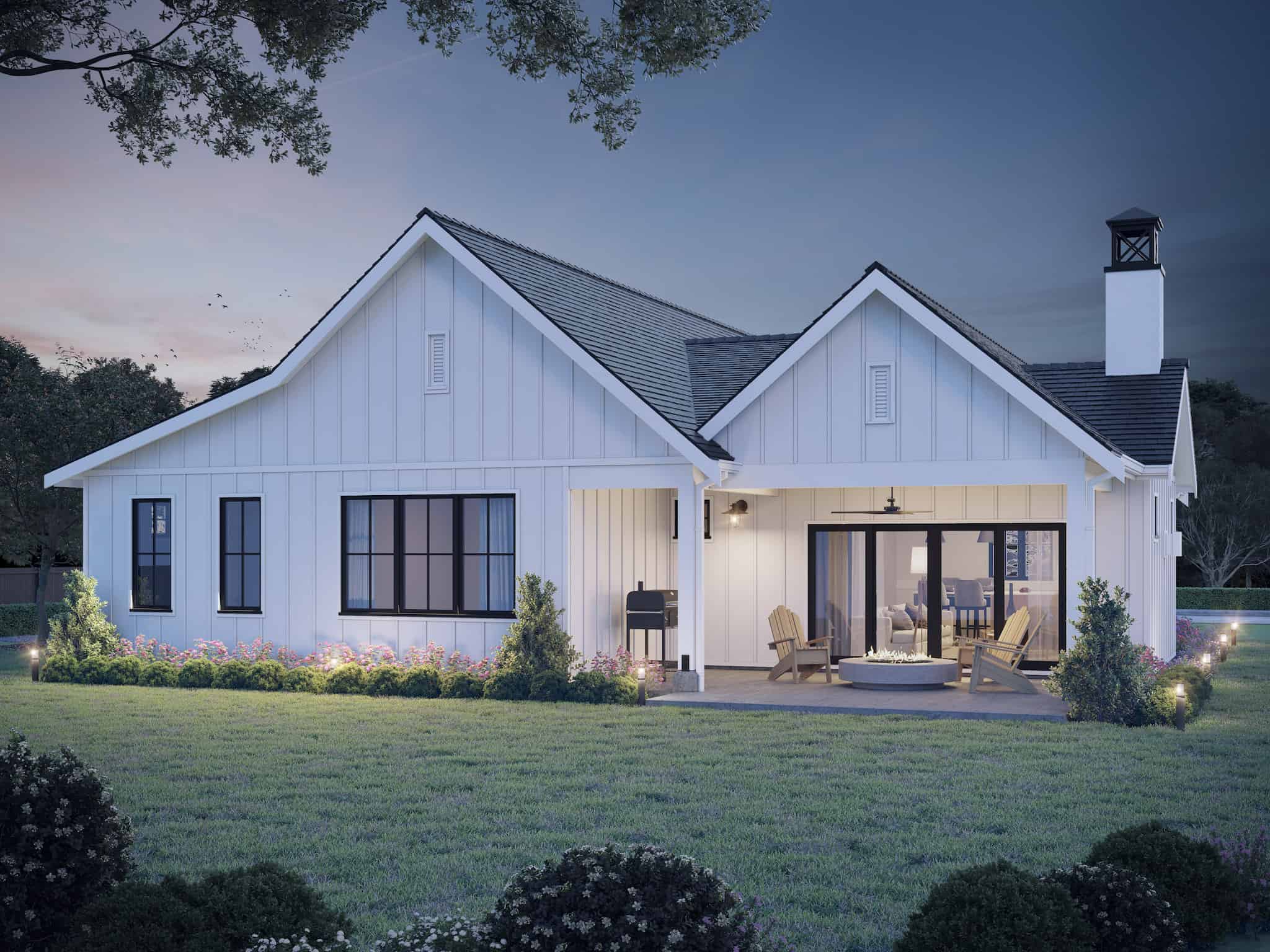 Home at Night of this 2-Bedroom,1200 Sq Ft Plan -211-1045