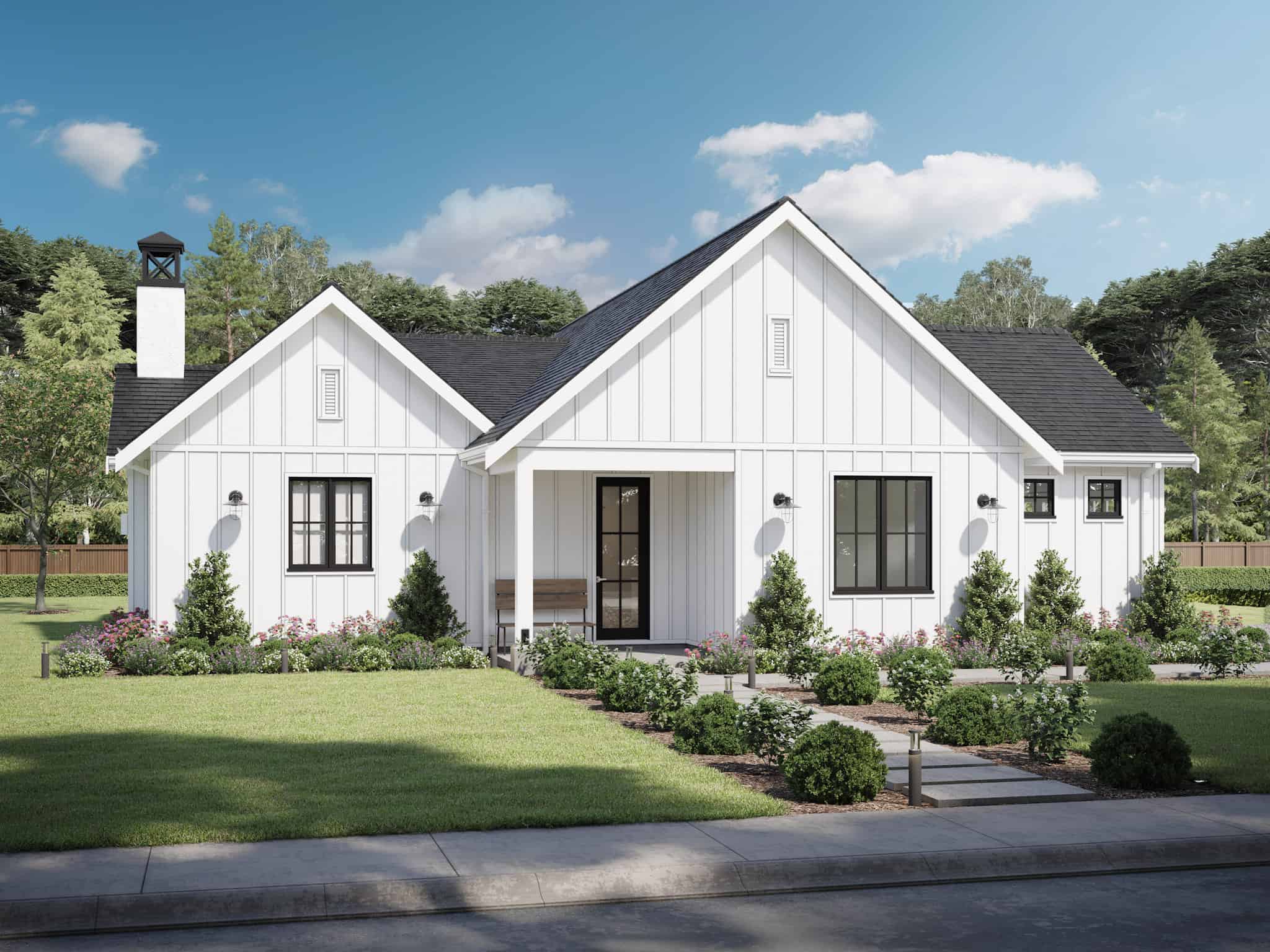 Front elevation of Contemporary home (ThePlanCollection: House Plan #211-1045)
