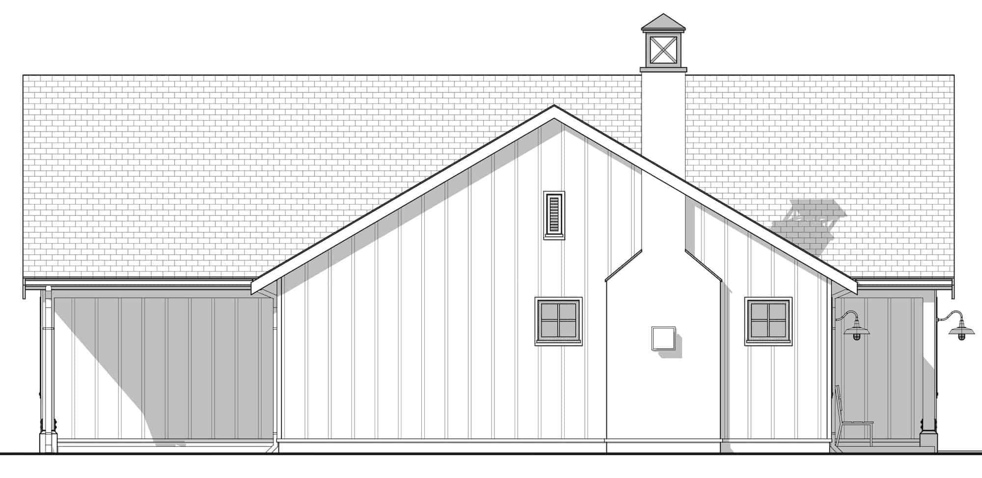 Home Plan Left Elevation of this 2-Bedroom,1300 Sq Ft Plan -211-1046