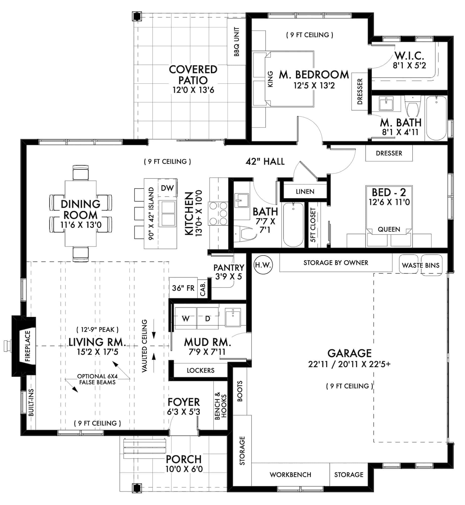 Main Level of Contemporary Plan #211-1046