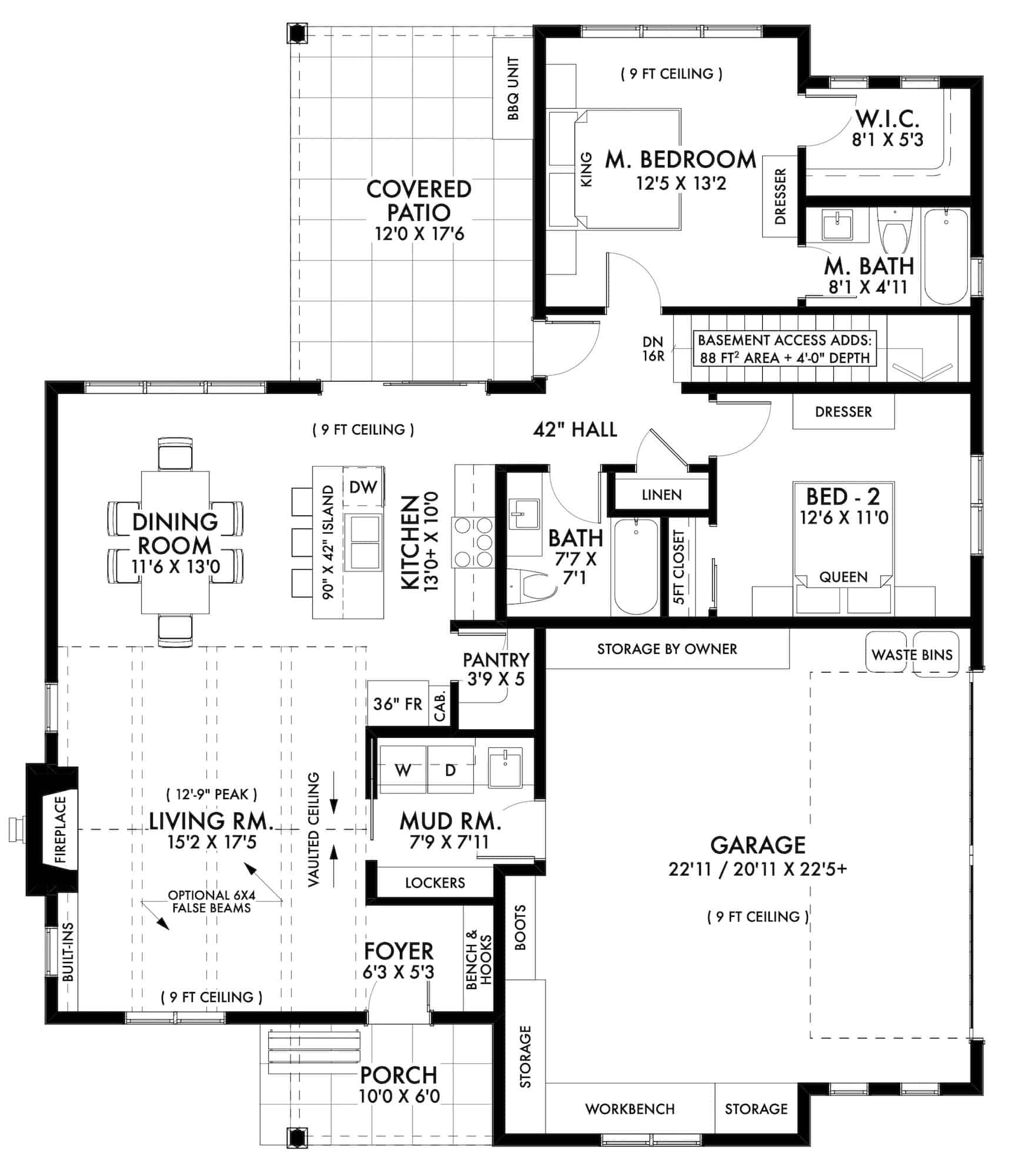 Main Level of Contemporary Plan #211-1046