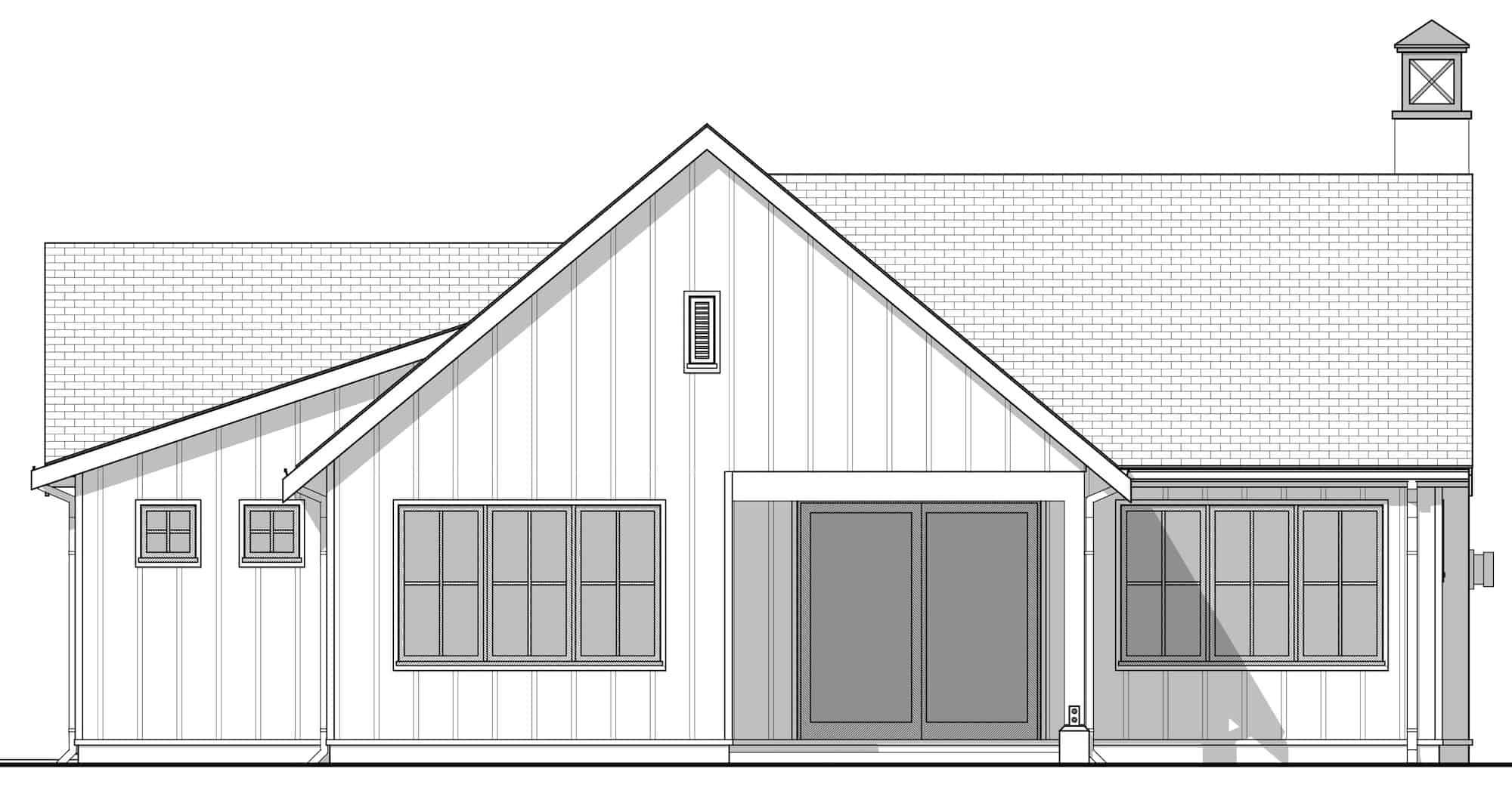 Home Plan Rear Elevation of this 2-Bedroom,1300 Sq Ft Plan -211-1046