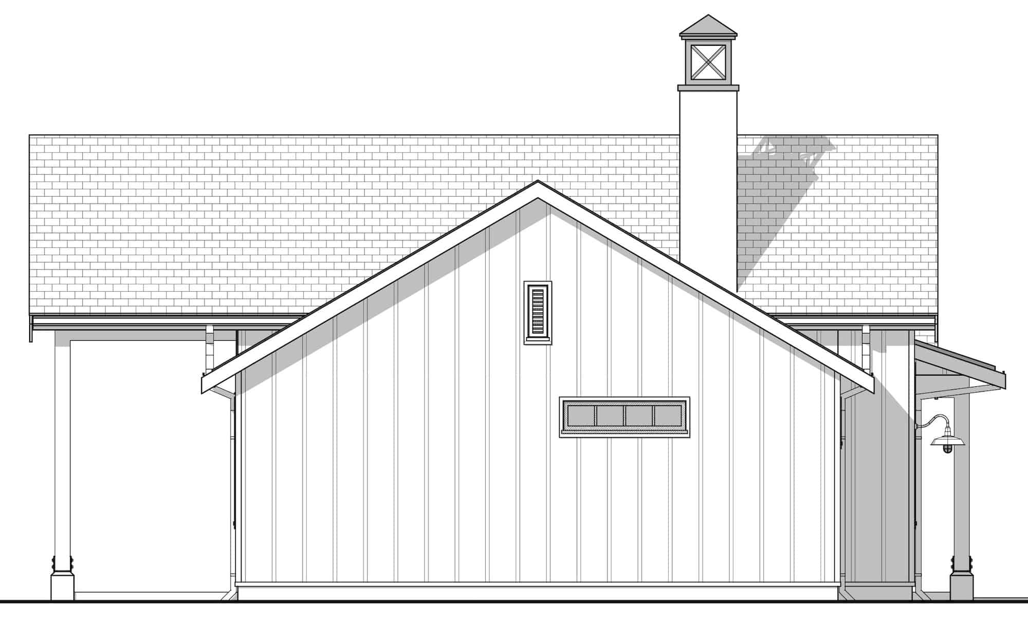 Home Plan Left Elevation of this 2-Bedroom,1400 Sq Ft Plan -211-1047