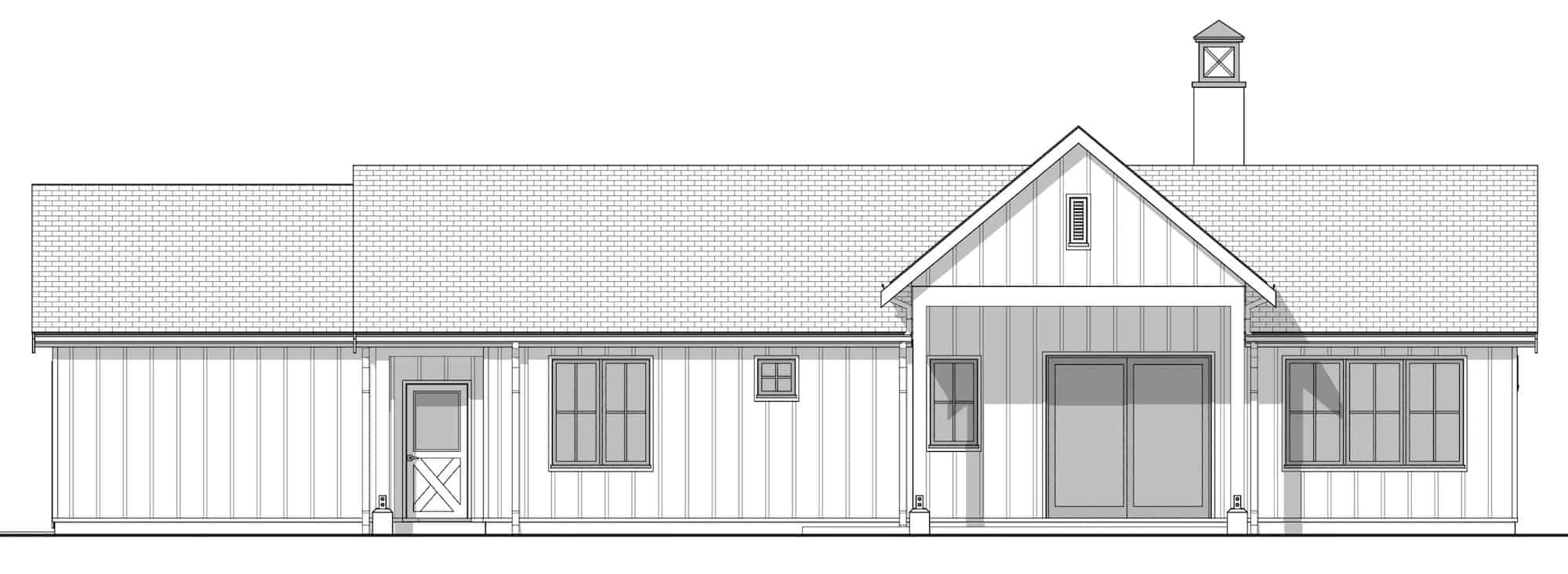 Home Plan Rear Elevation of this 2-Bedroom,1400 Sq Ft Plan -211-1047