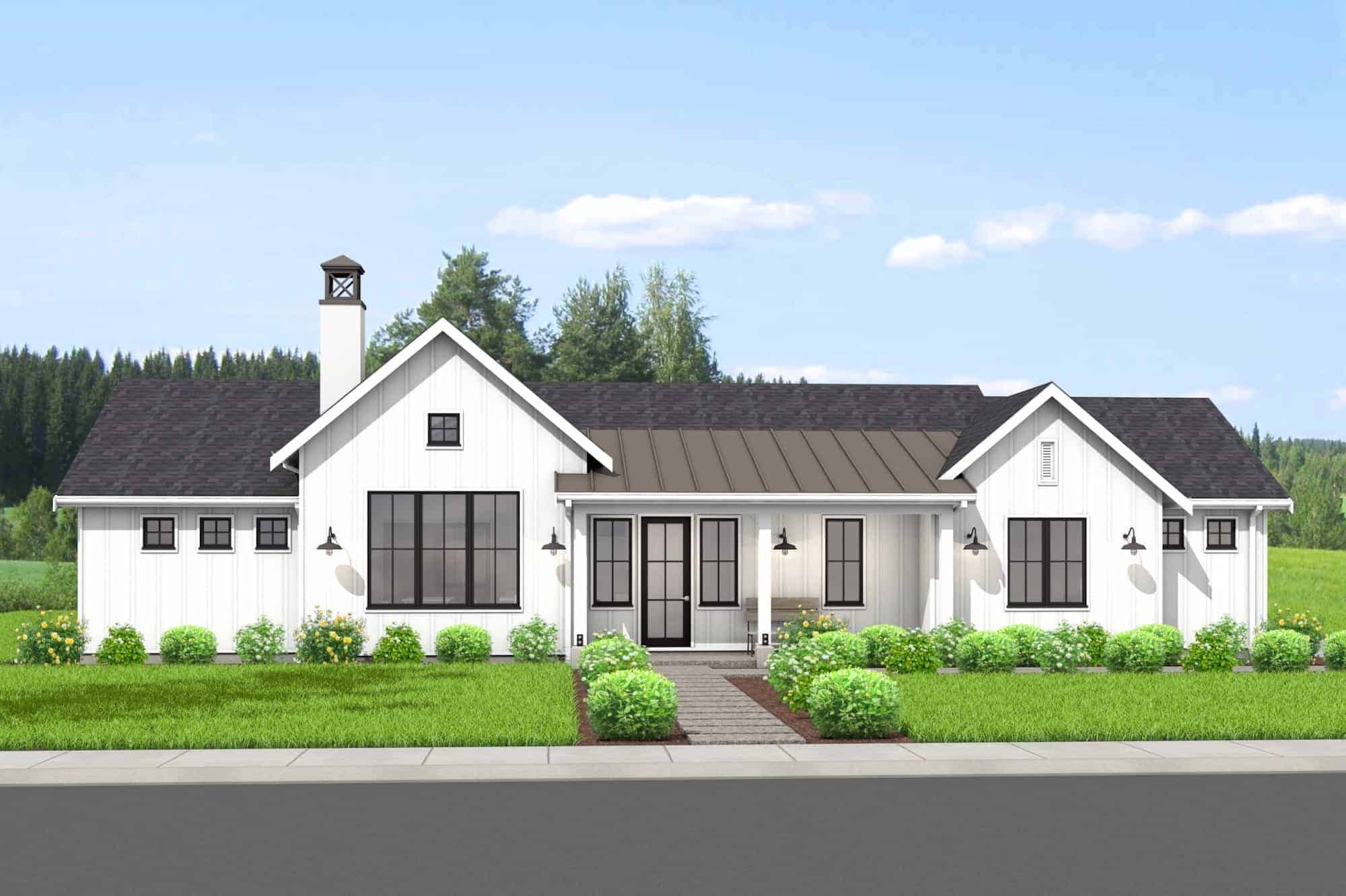Front View of this 2-Bedroom,1400 Sq Ft Plan -211-1047