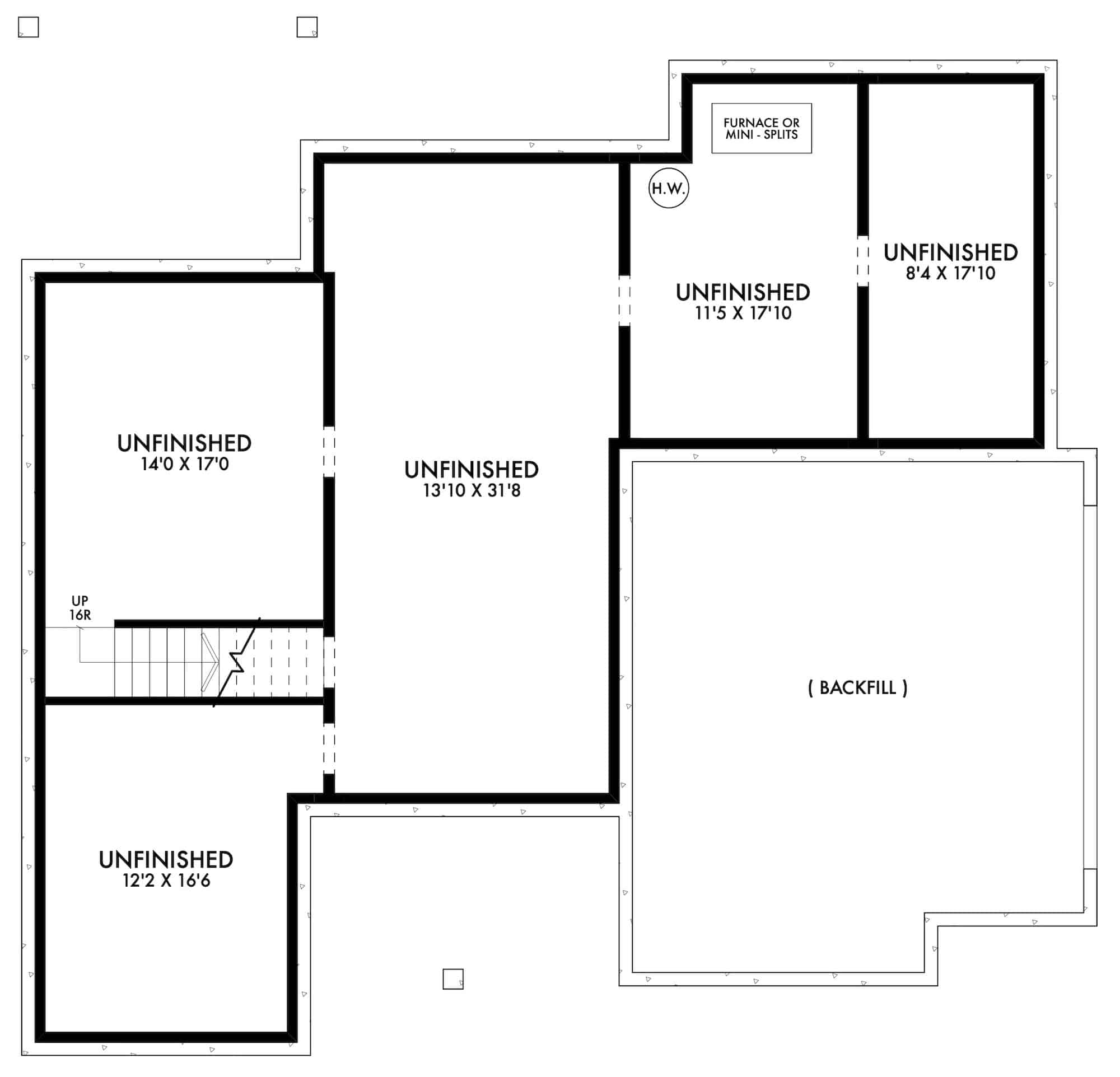Basement of Ranch Plan #211-1048