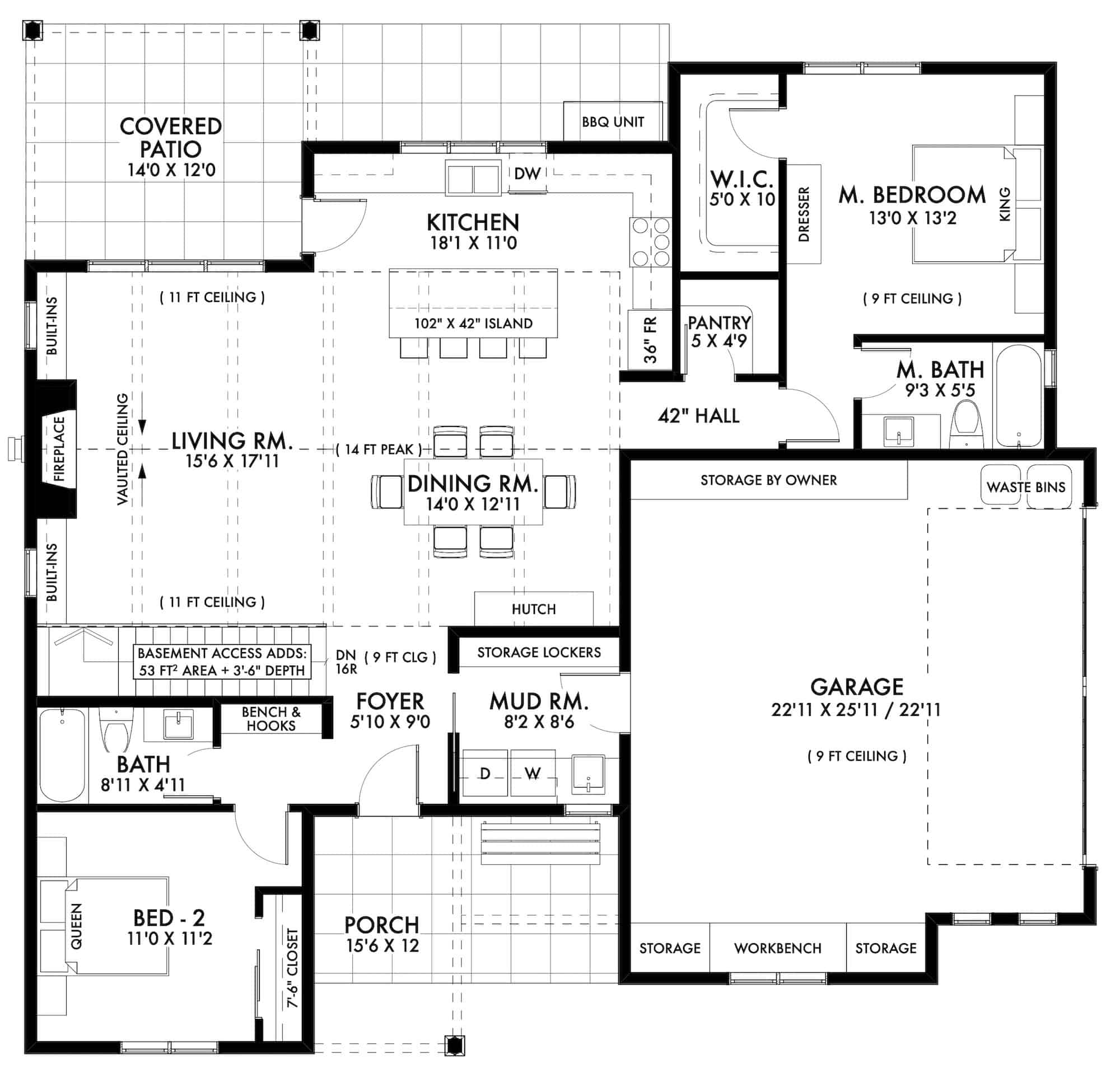 Main Level of Ranch Plan #211-1048