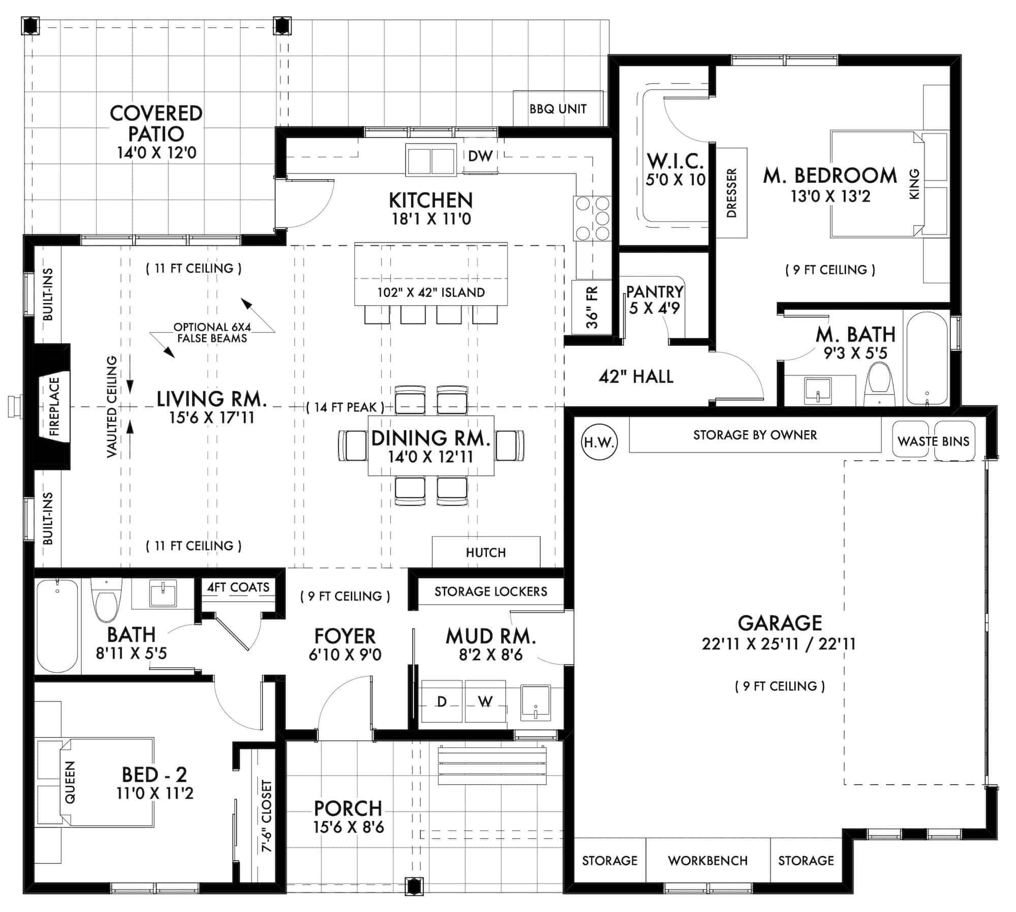 Main Level of Ranch Plan #211-1048