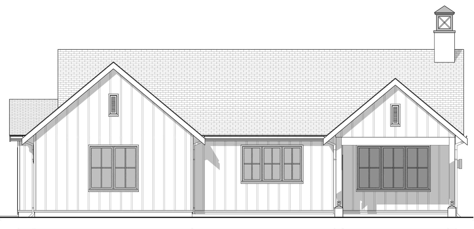 Home Plan Rear Elevation of this 2-Bedroom,1500 Sq Ft Plan -211-1048