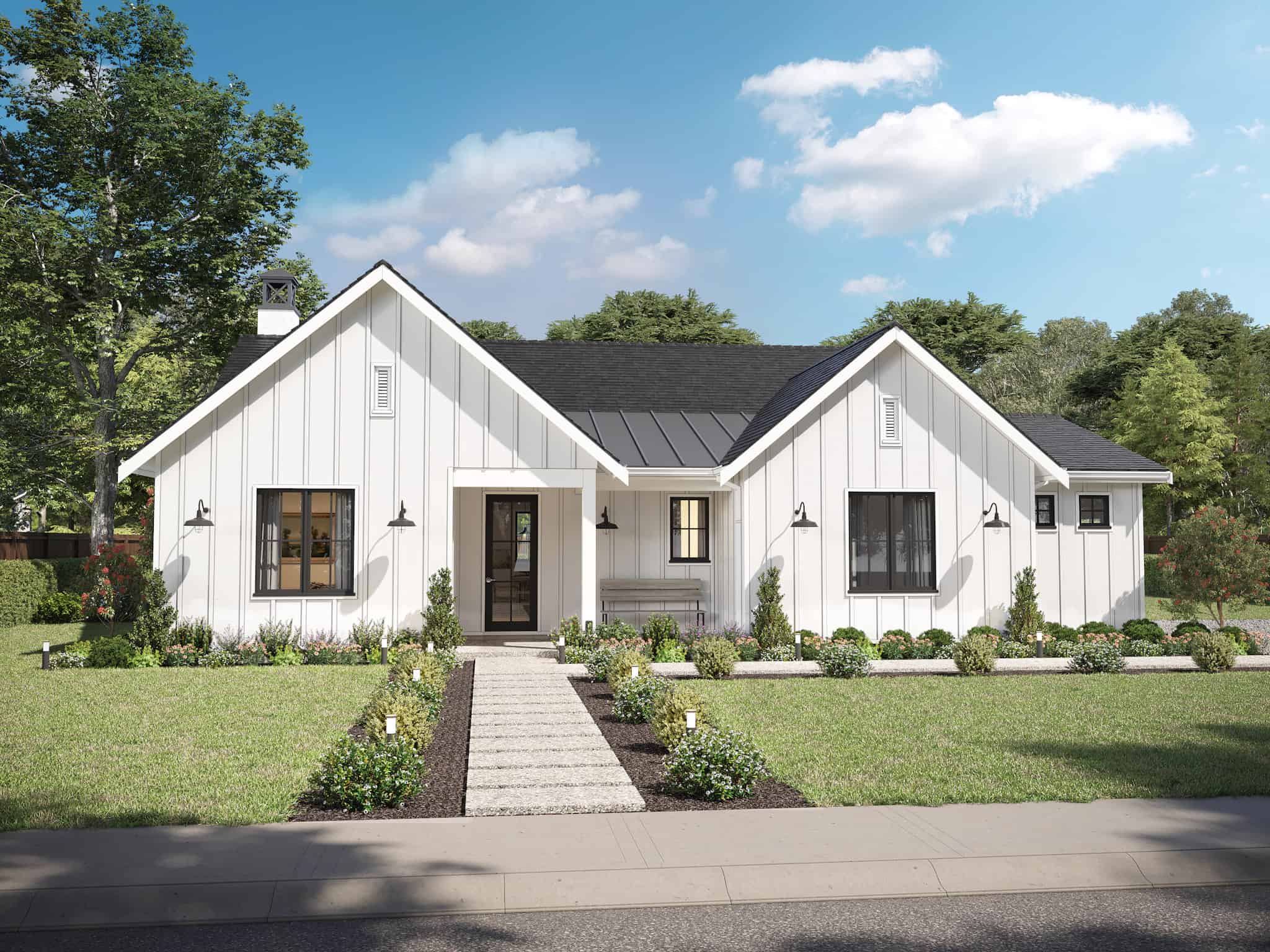 Front elevation of Ranch home (ThePlanCollection: House Plan #211-1048)