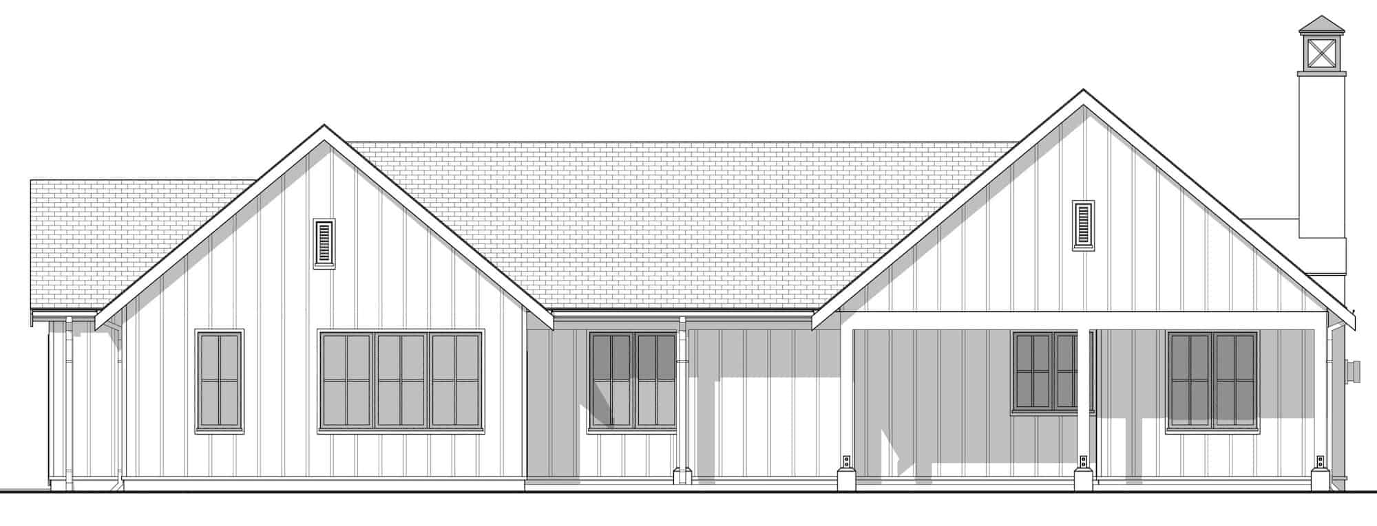 Home Plan Rear Elevation of this 2-Bedroom,1600 Sq Ft Plan -211-1049