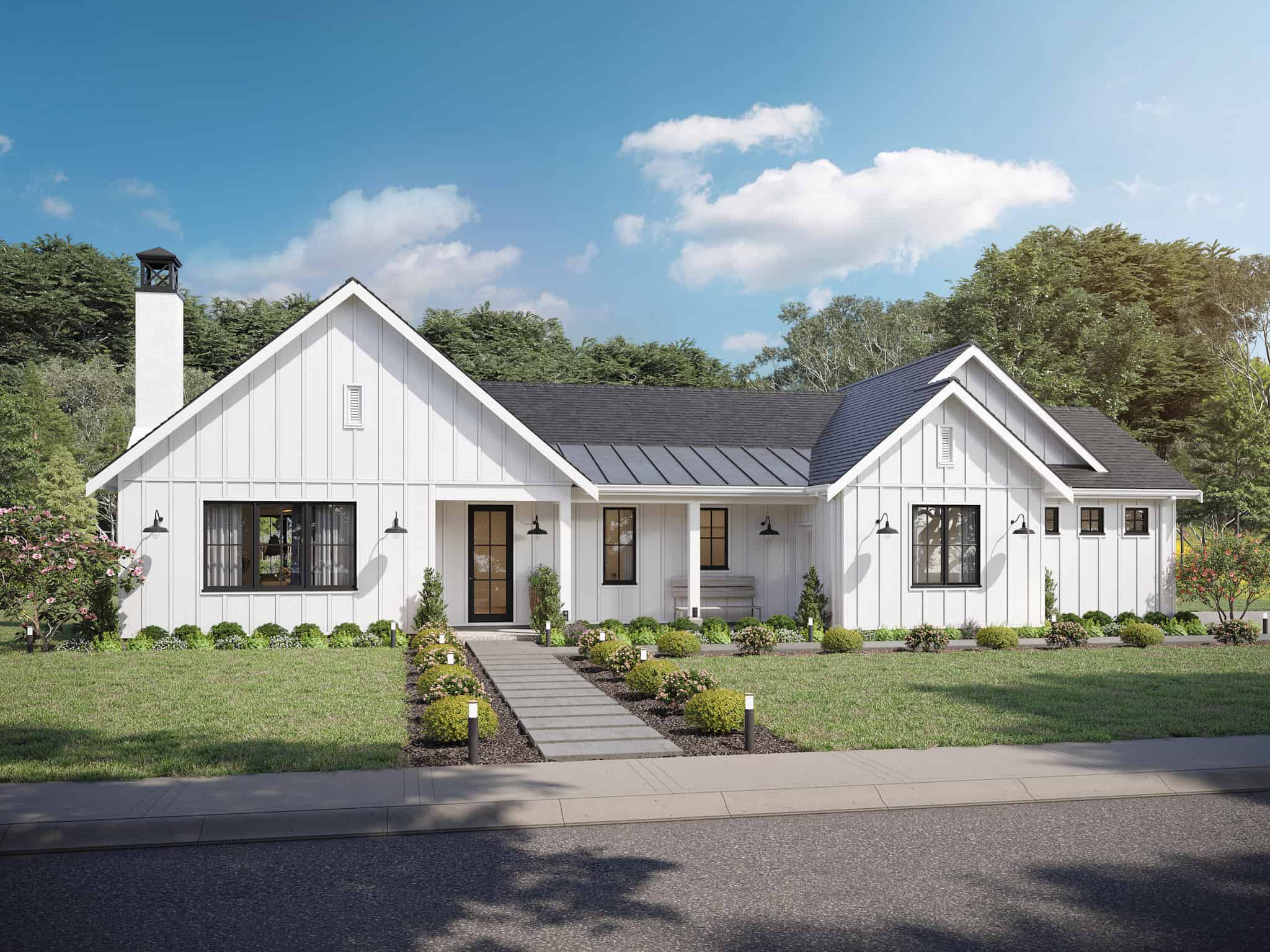 Front elevation of Ranch home (ThePlanCollection: House Plan #211-1049)