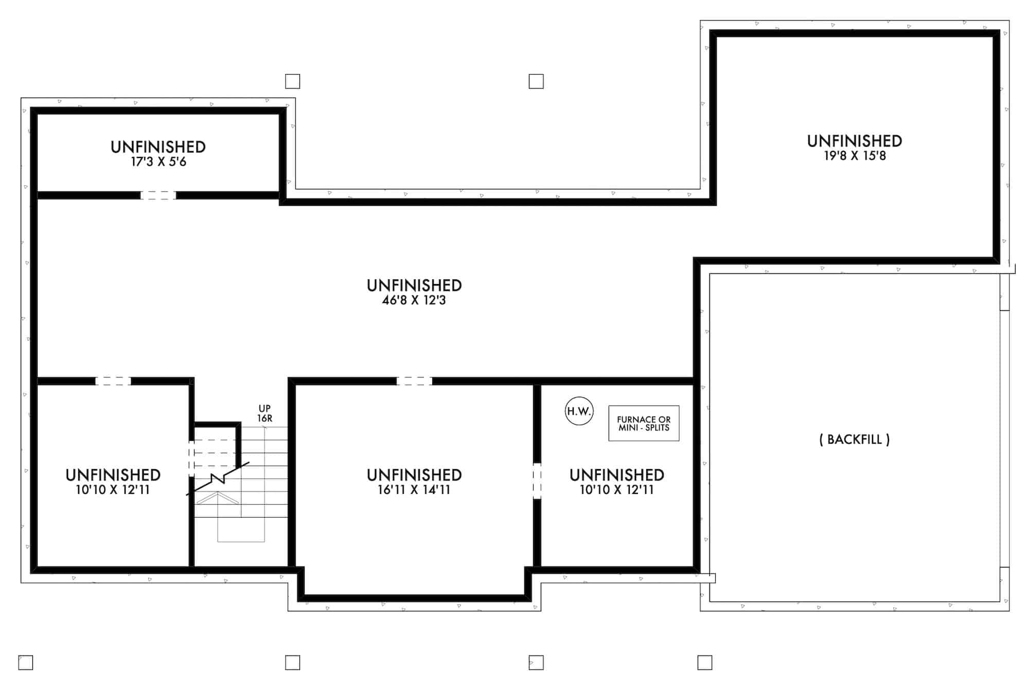 Basement of Ranch Plan #211-1050