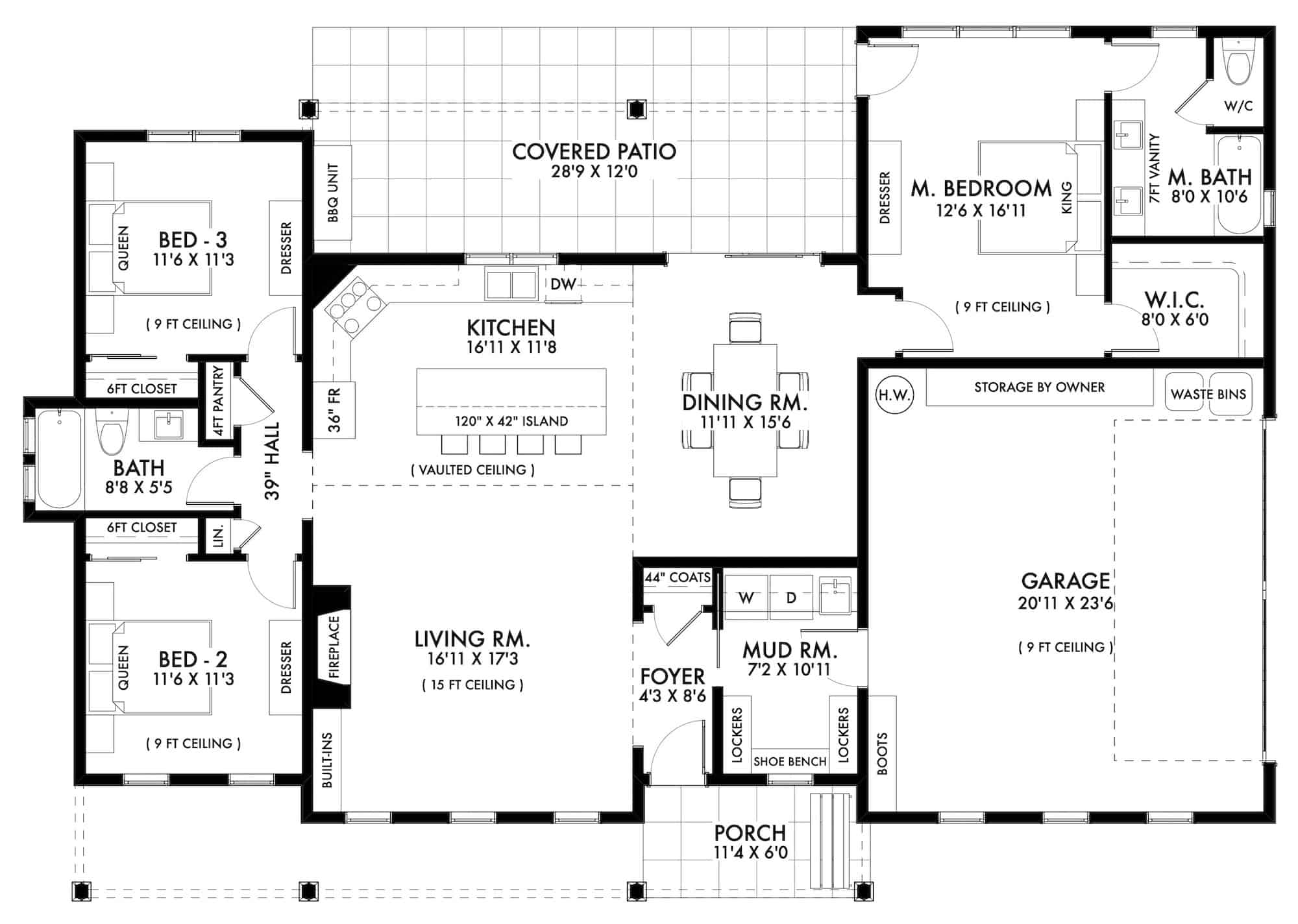 Main Level of Ranch Plan #211-1050