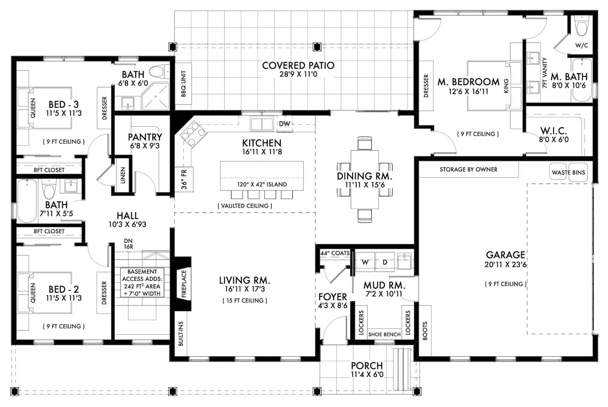 Main Level of Ranch Plan #211-1050