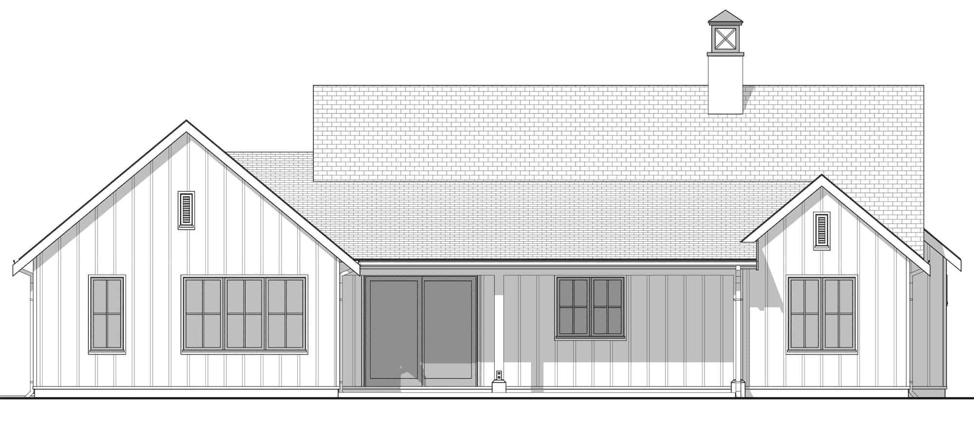 Home Plan Rear Elevation of this 3-Bedroom,1700 Sq Ft Plan -211-1050