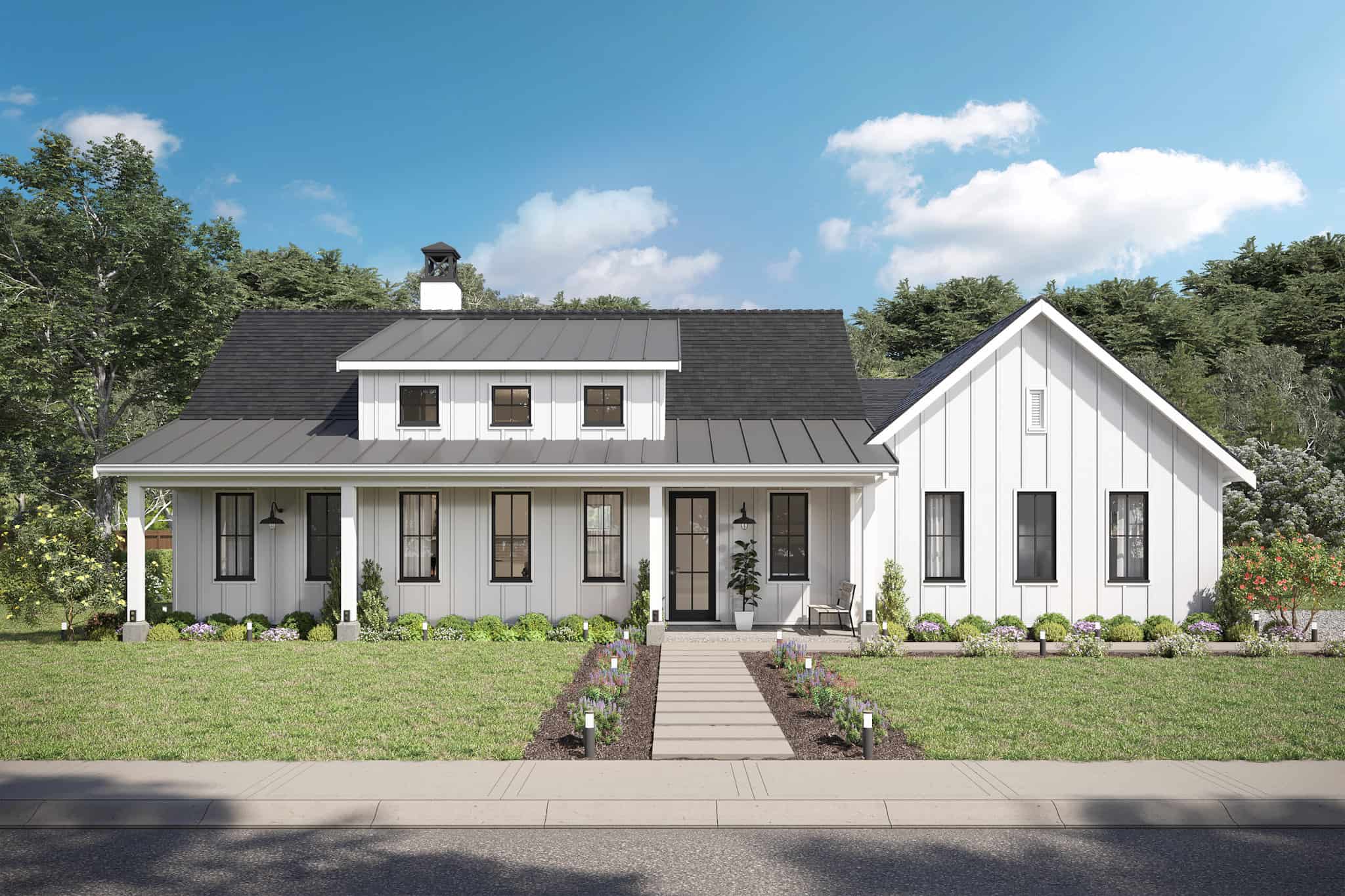 Front elevation of Ranch home (ThePlanCollection: House Plan #211-1050)