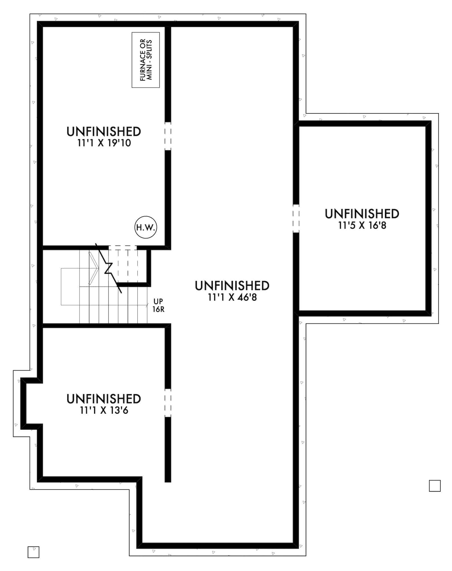 Basement of Cottage Plan #211-1051