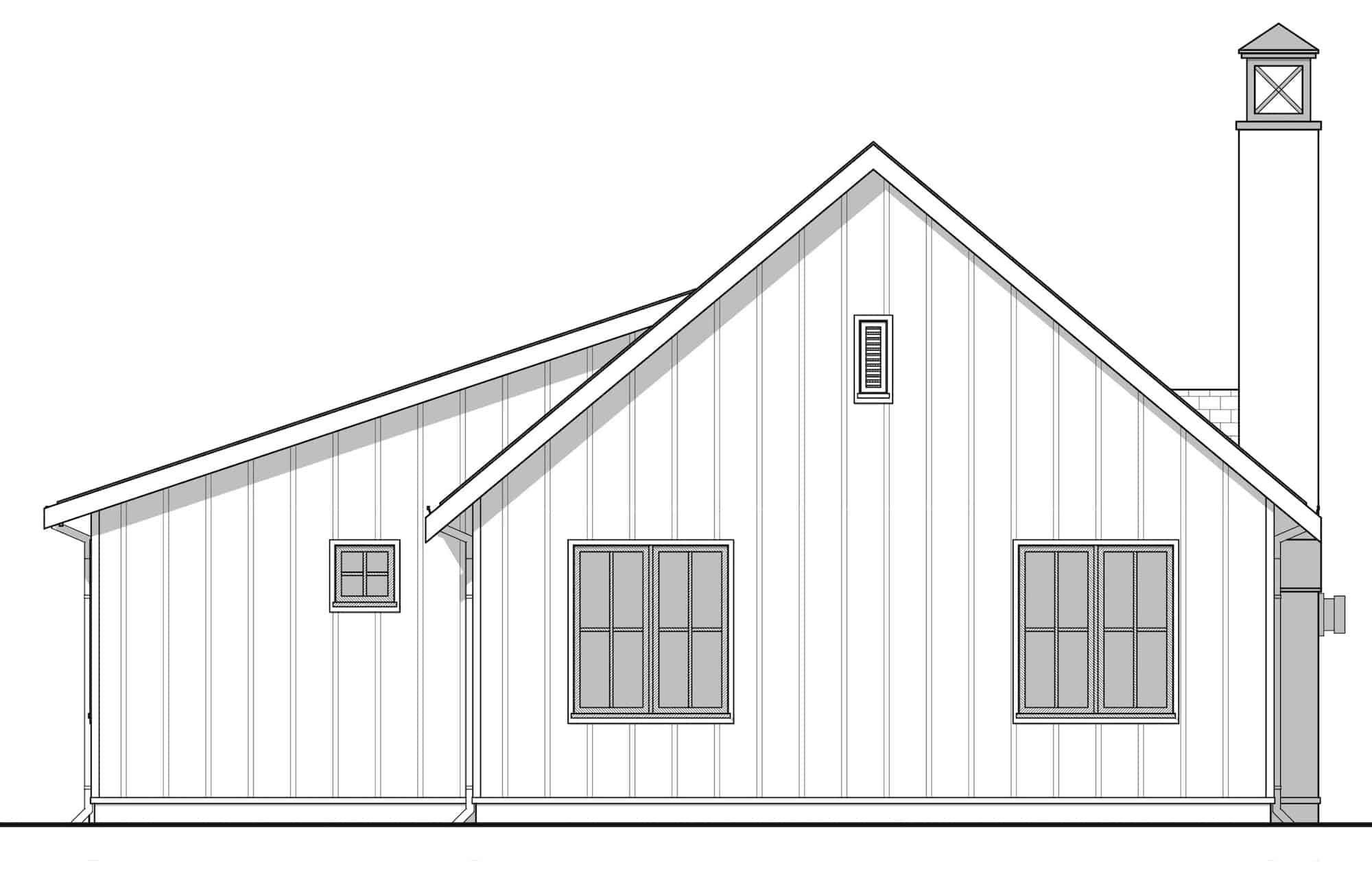 Home Plan Rear Elevation of this 3-Bedroom,1233 Sq Ft Plan -211-1051