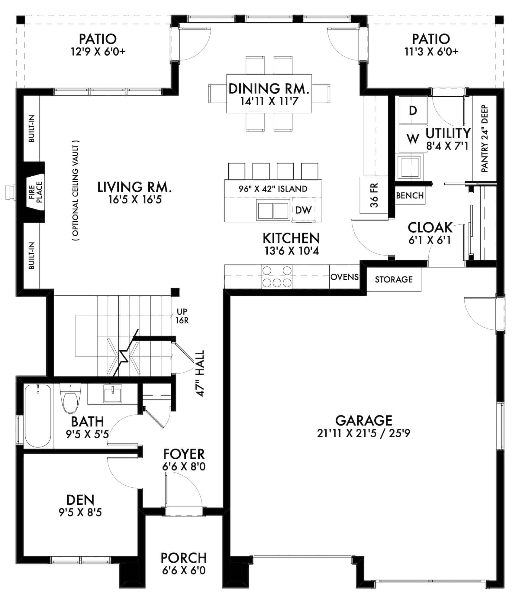 Main Level of Contemporary Plan #211-1052