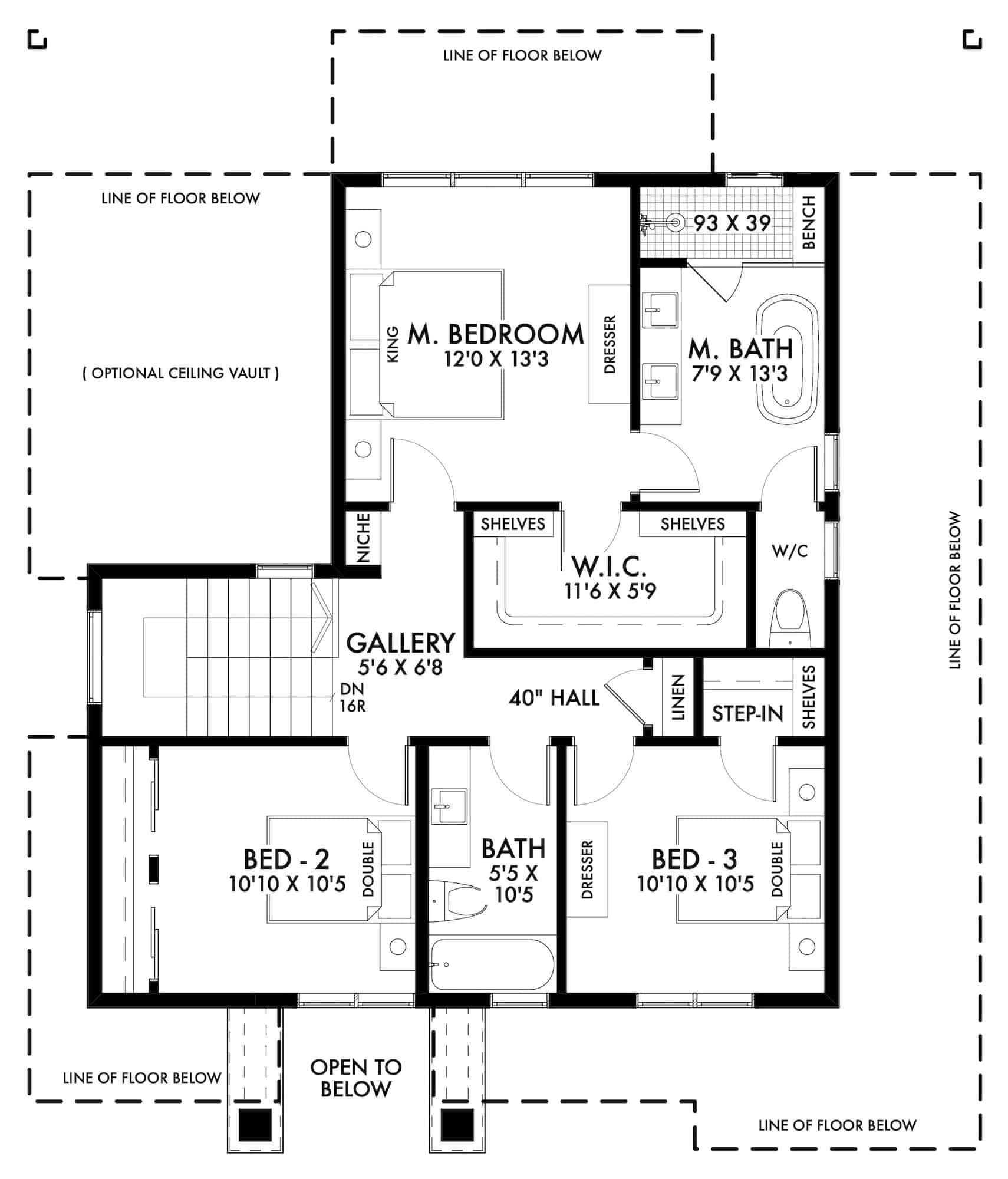 Upper Level of Contemporary Plan #211-1052