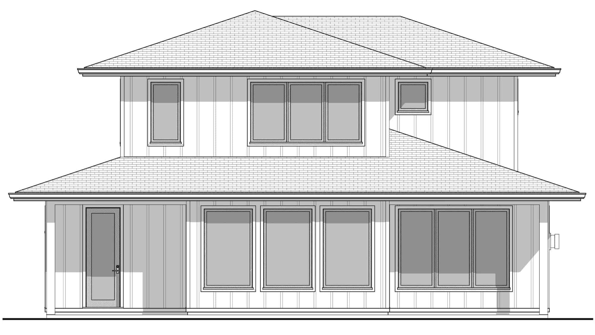 Home Plan Rear Elevation of this 3-Bedroom,1233 Sq Ft Plan -211-1052