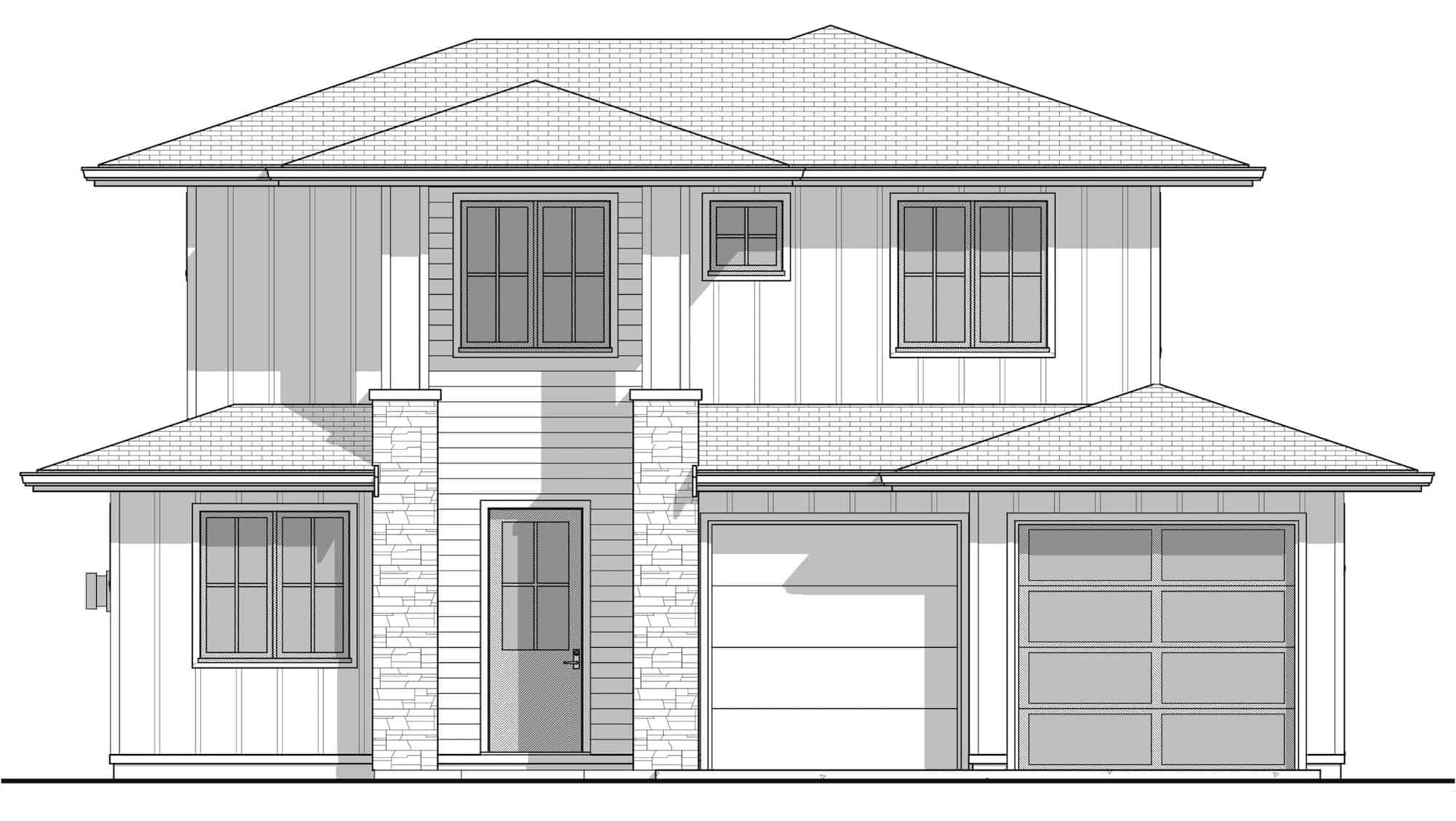 Home Plan Front Elevation of this 3-Bedroom,1233 Sq Ft Plan -211-1052