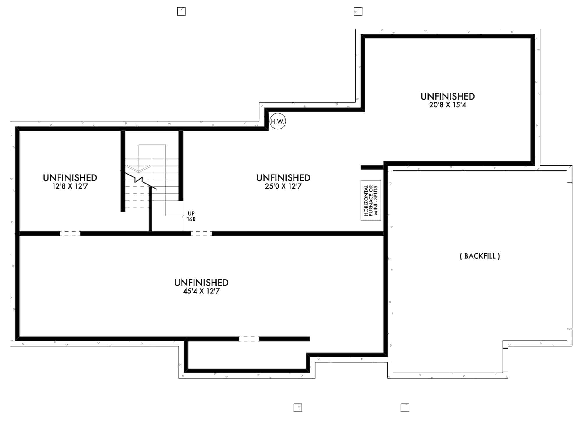 Basement of Ranch Plan #211-1053