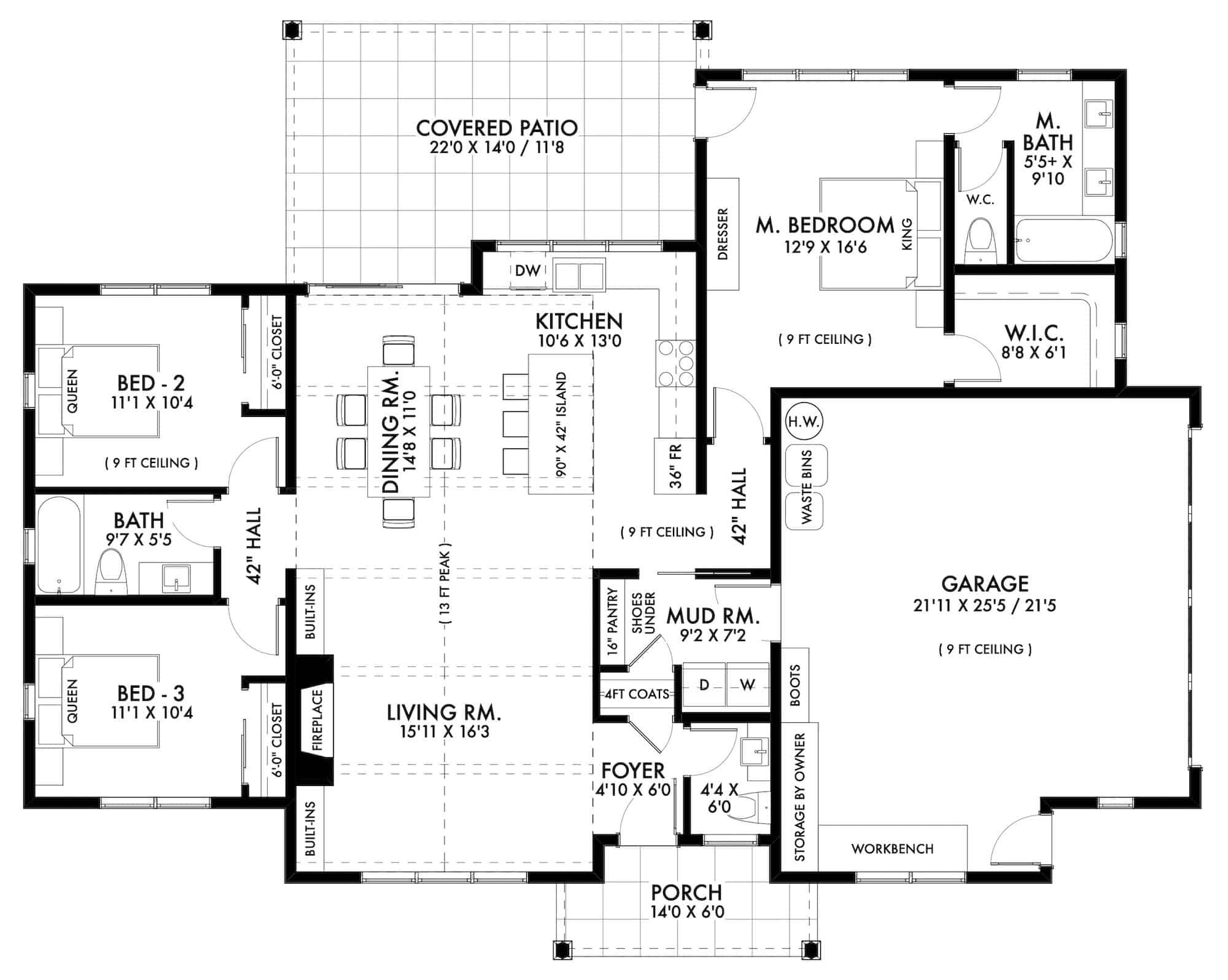 Main Level of Ranch Plan #211-1053