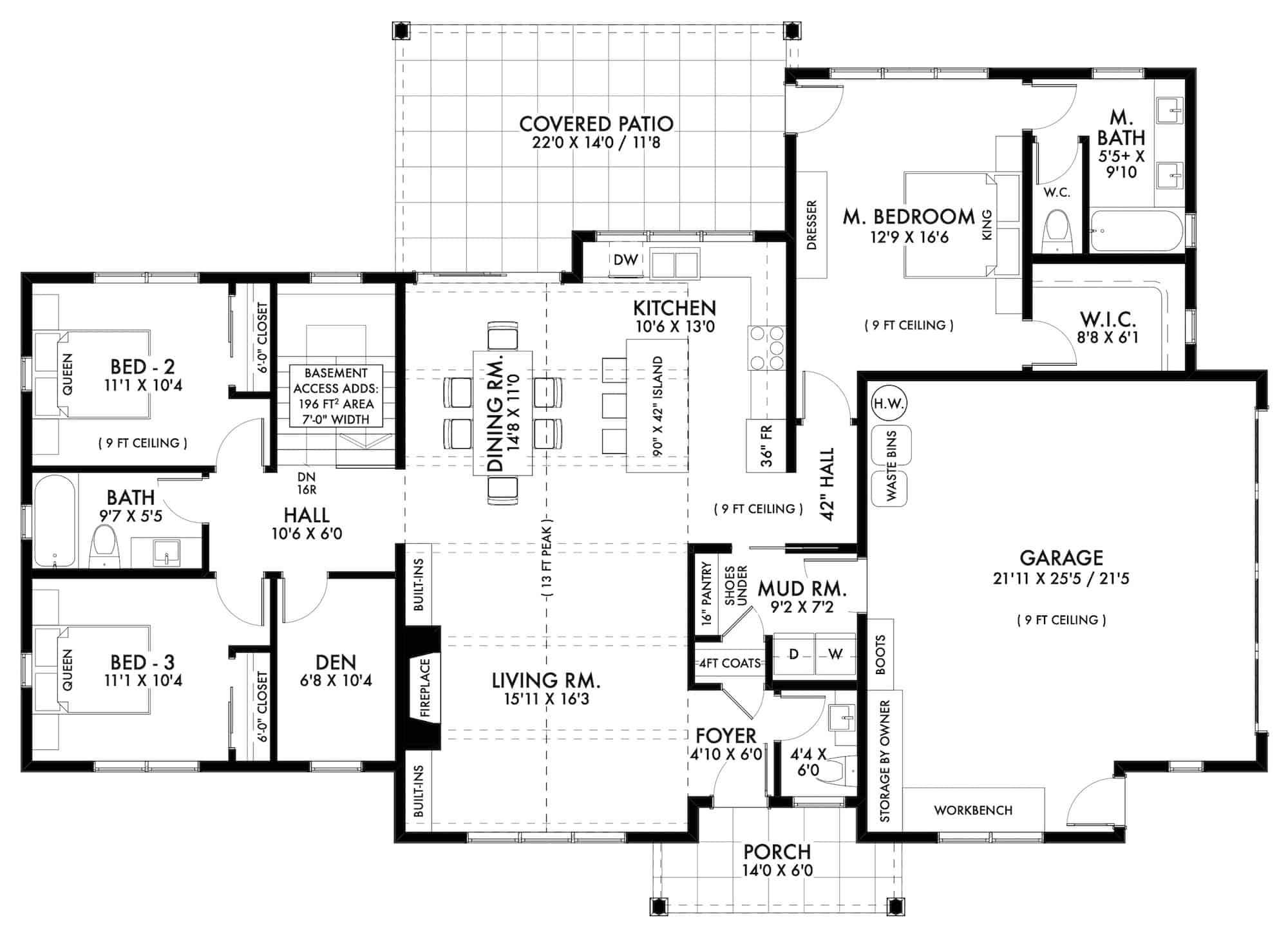 Main Level of Ranch Plan #211-1053