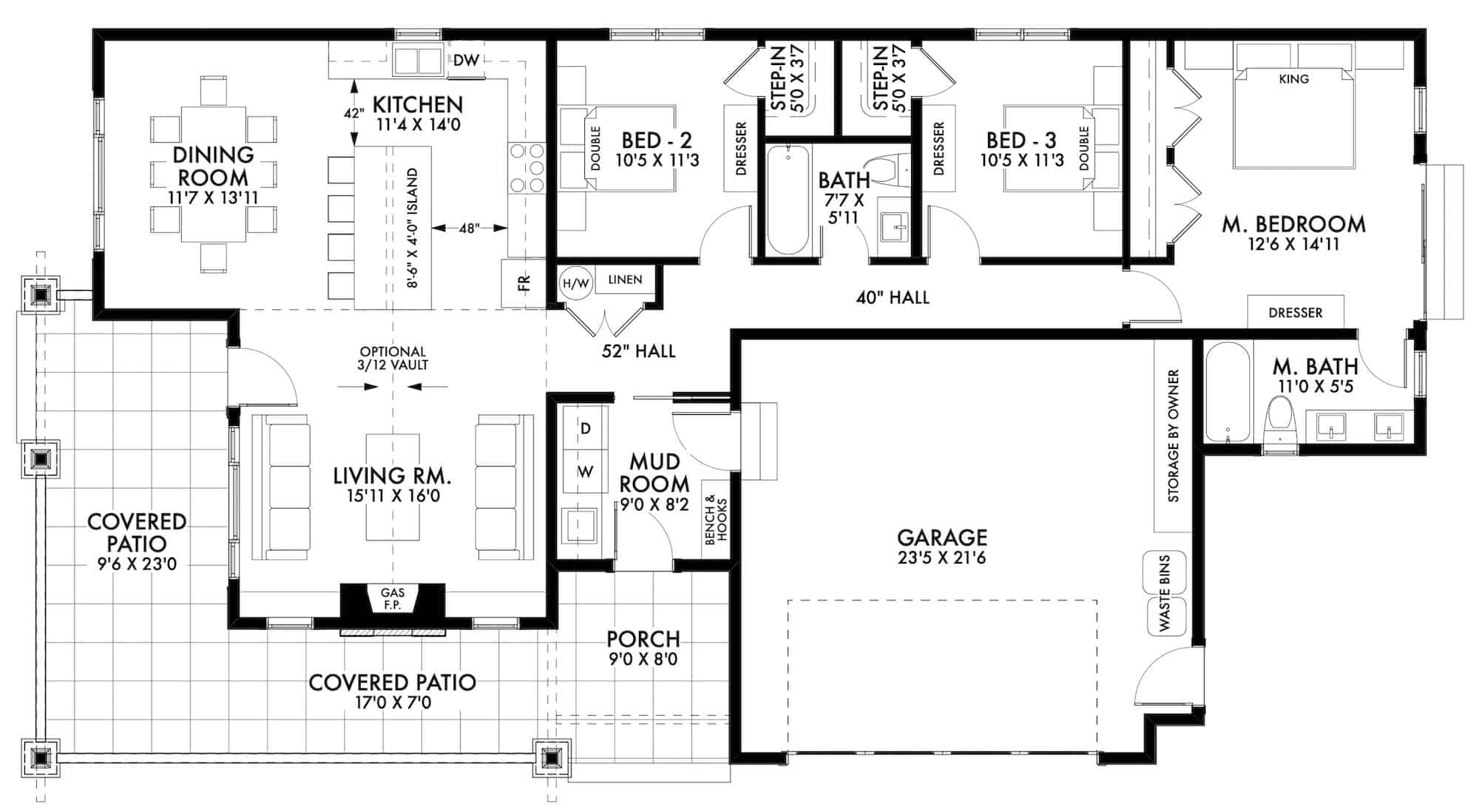 Main Level of Ranch Plan #211-1054