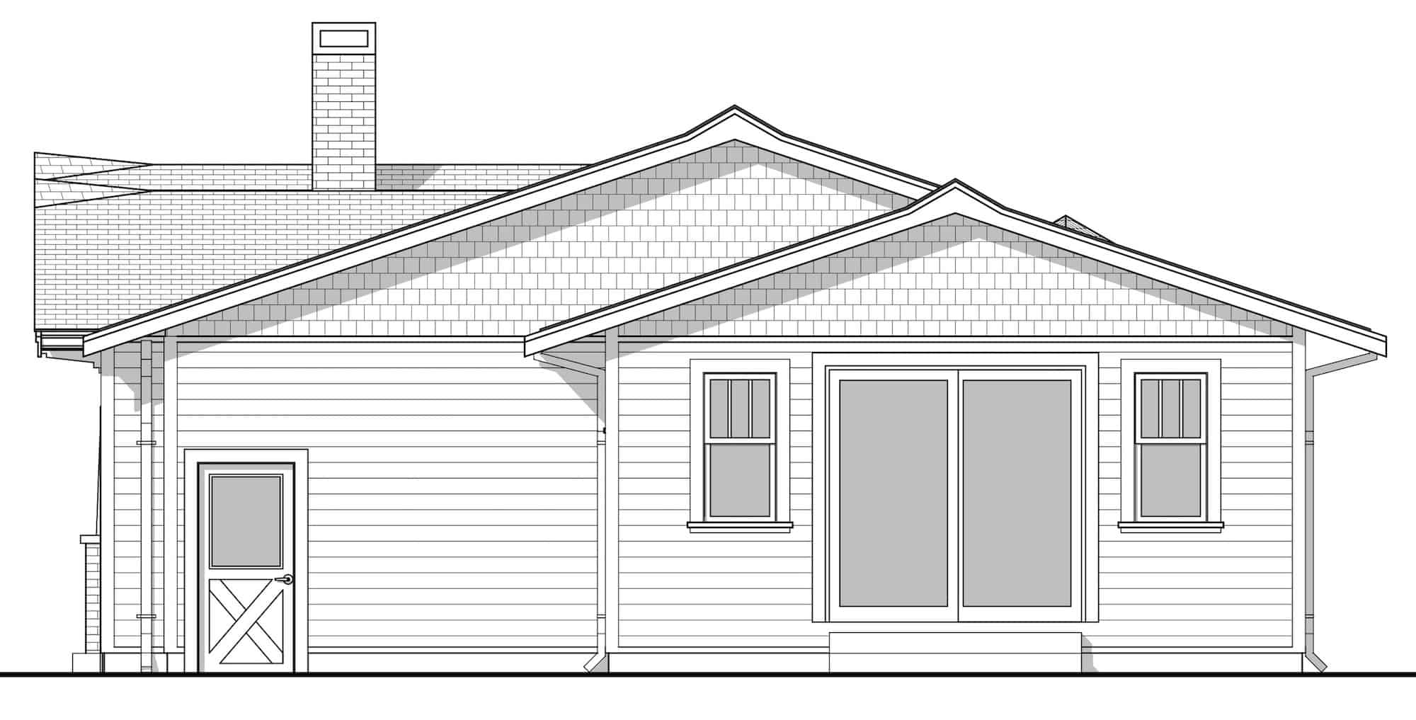 Home Plan Rear Elevation of this 3-Bedroom,1540 Sq Ft Plan -211-1054