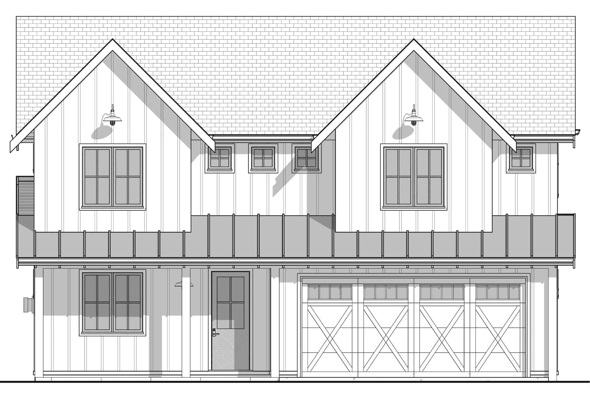 Home Plan Front Elevation of this 4-Bedroom,2421 Sq Ft Plan -211-1055