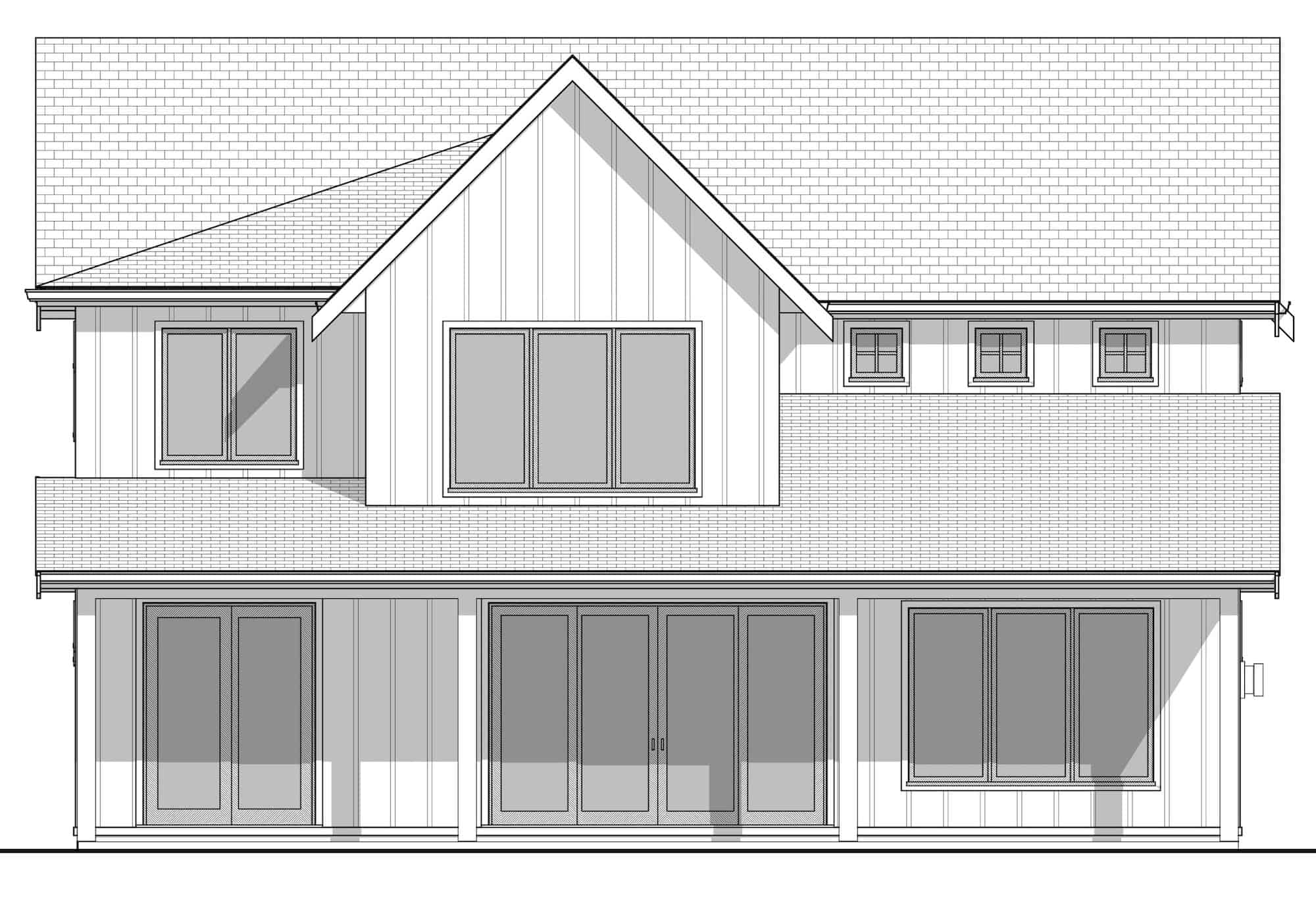 Home Plan Rear Elevation of this 4-Bedroom,2421 Sq Ft Plan -211-1055