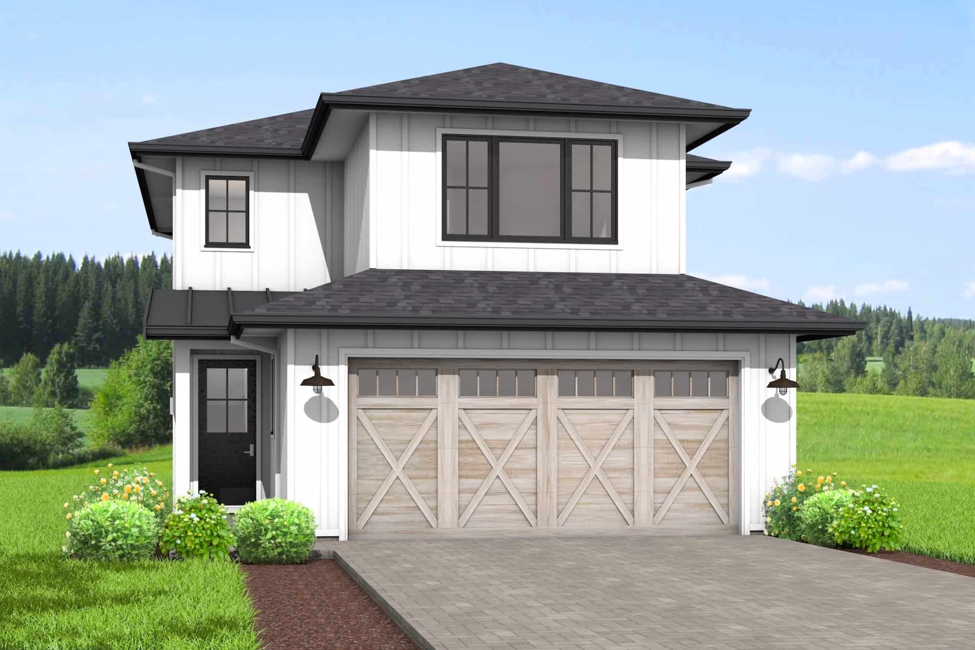 Front elevation of Farmhouse home (ThePlanCollection: House Plan #211-1056)