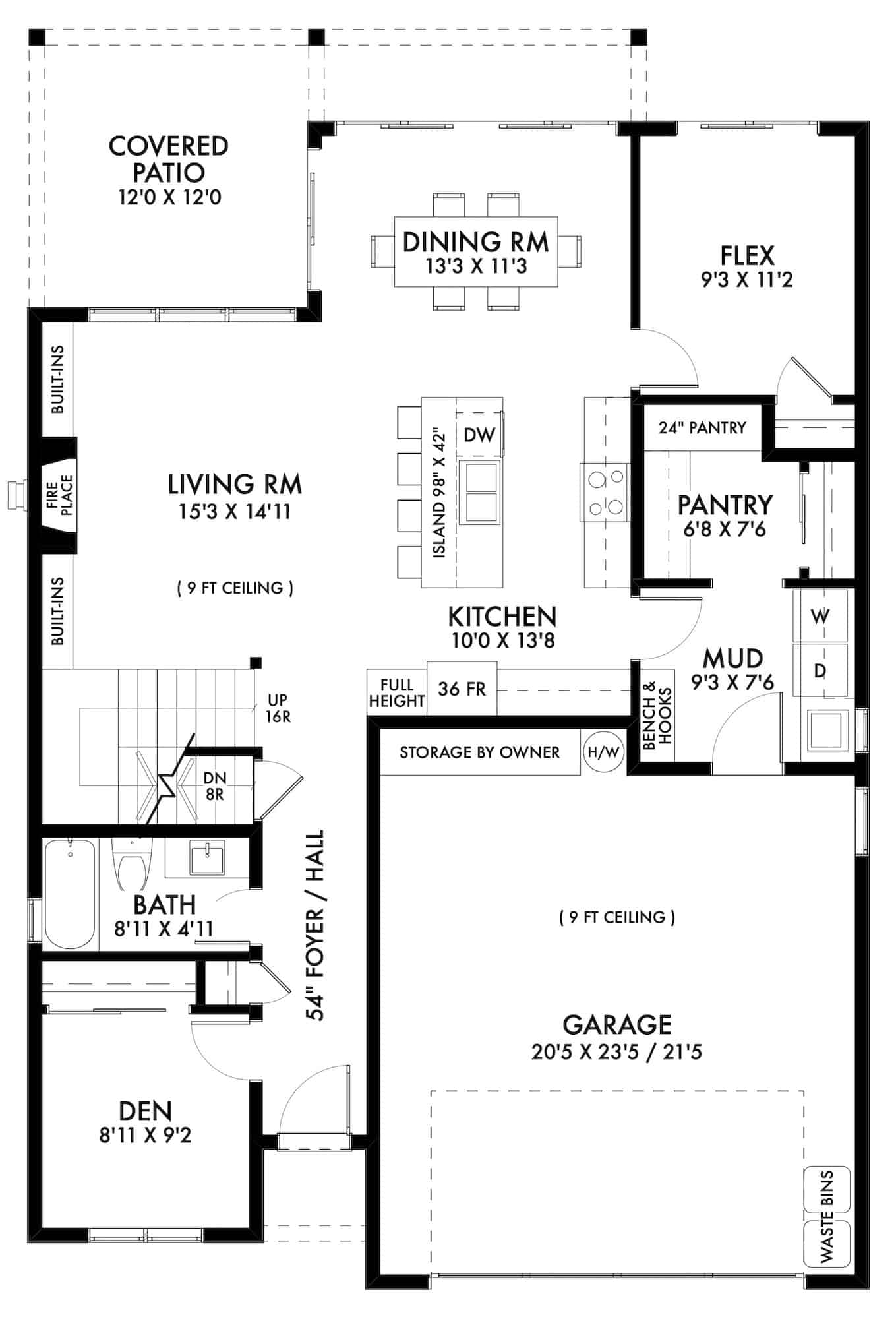 Main Level of Contemporary Plan #211-1057