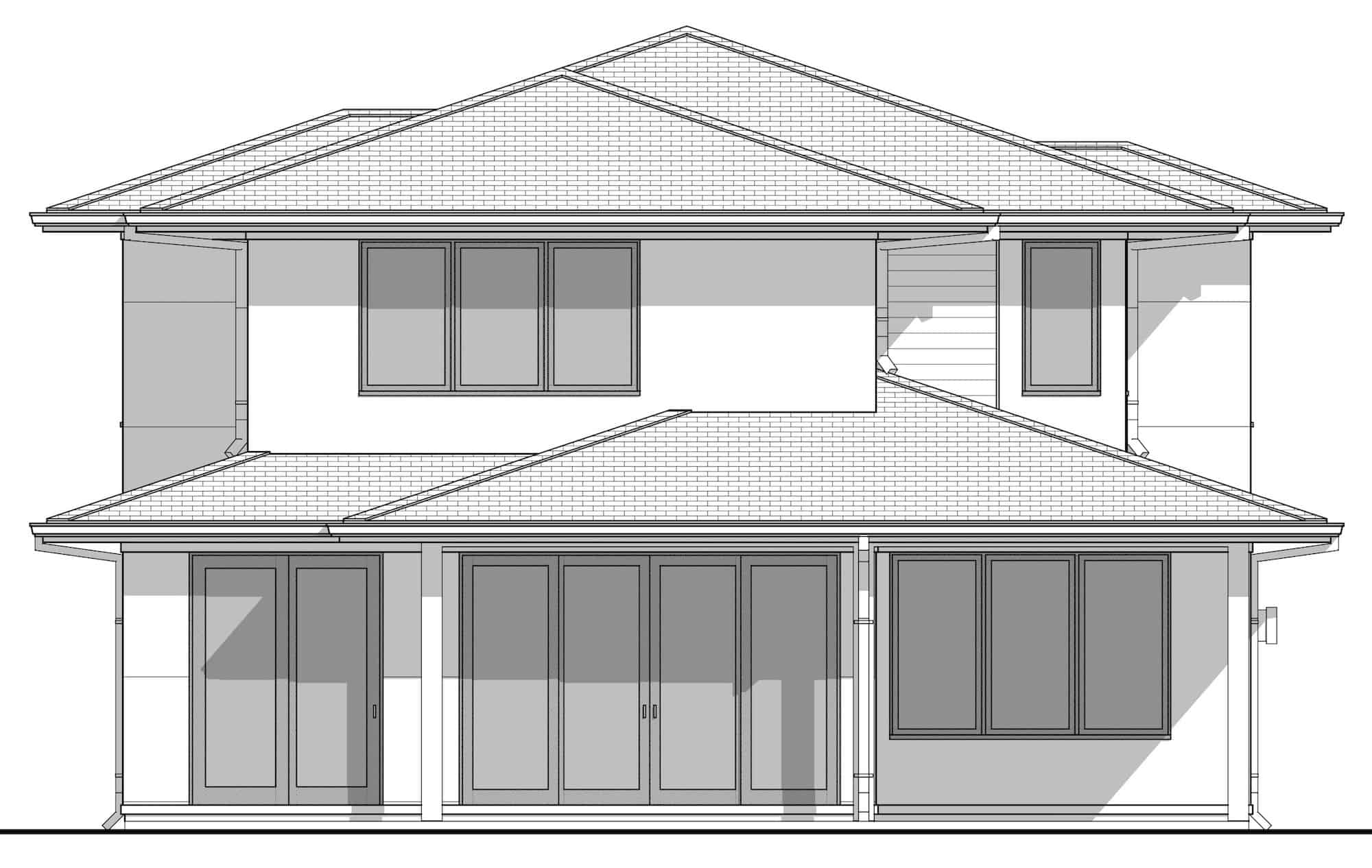 Home Plan Rear Elevation of this 4-Bedroom,2304 Sq Ft Plan -211-1057