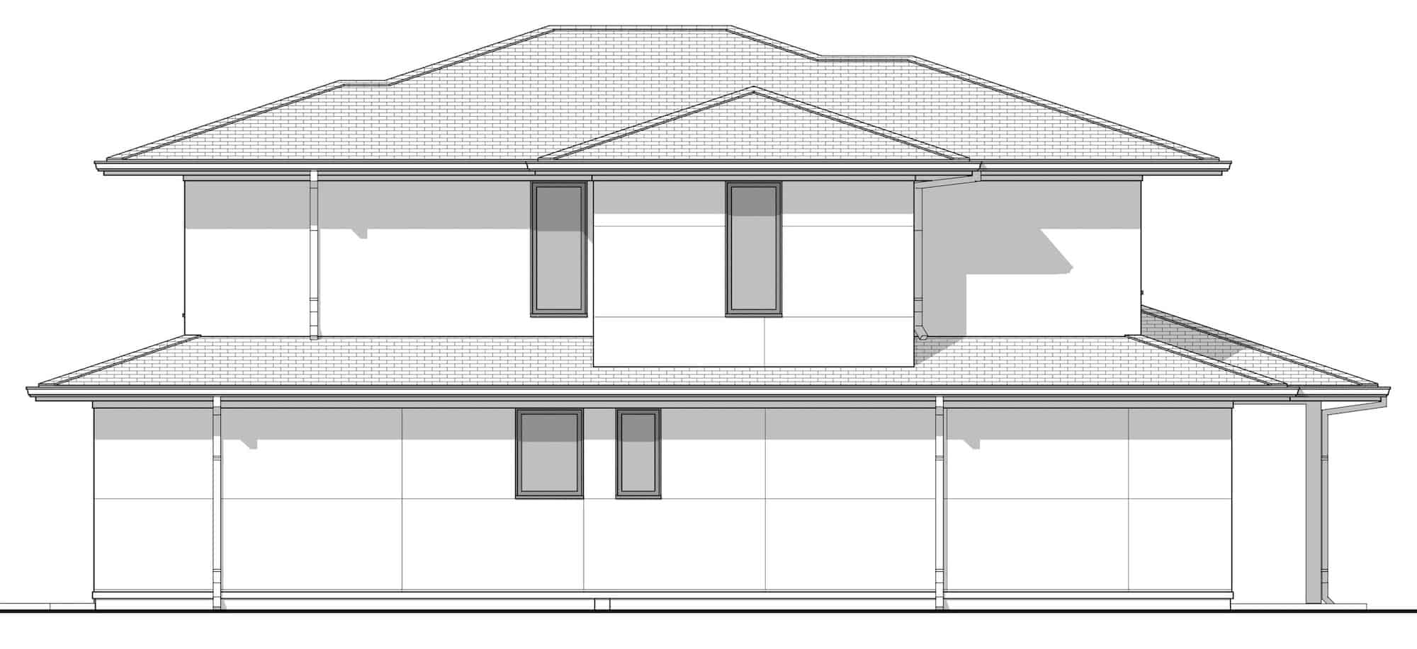 Home Plan Right Elevation of this 4-Bedroom,2304 Sq Ft Plan -211-1057