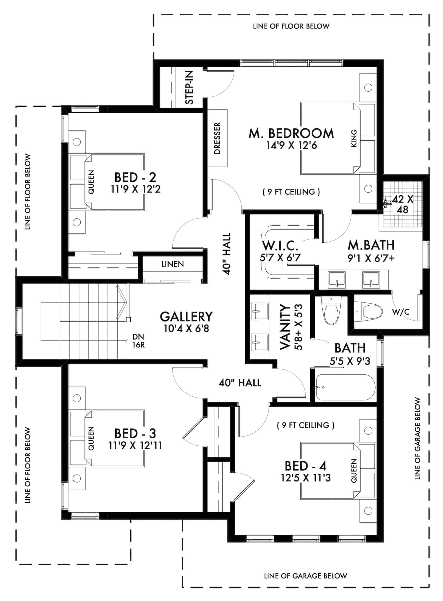 Upper Level of Contemporary Plan #211-1057