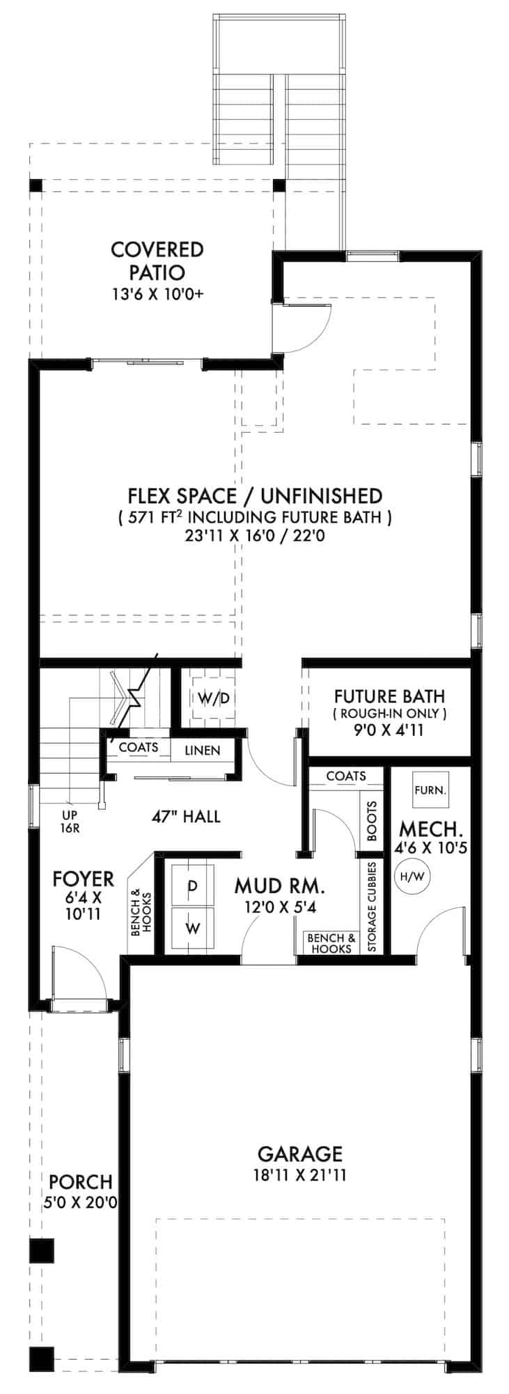 Main Level of Farmhouse Plan #211-1058
