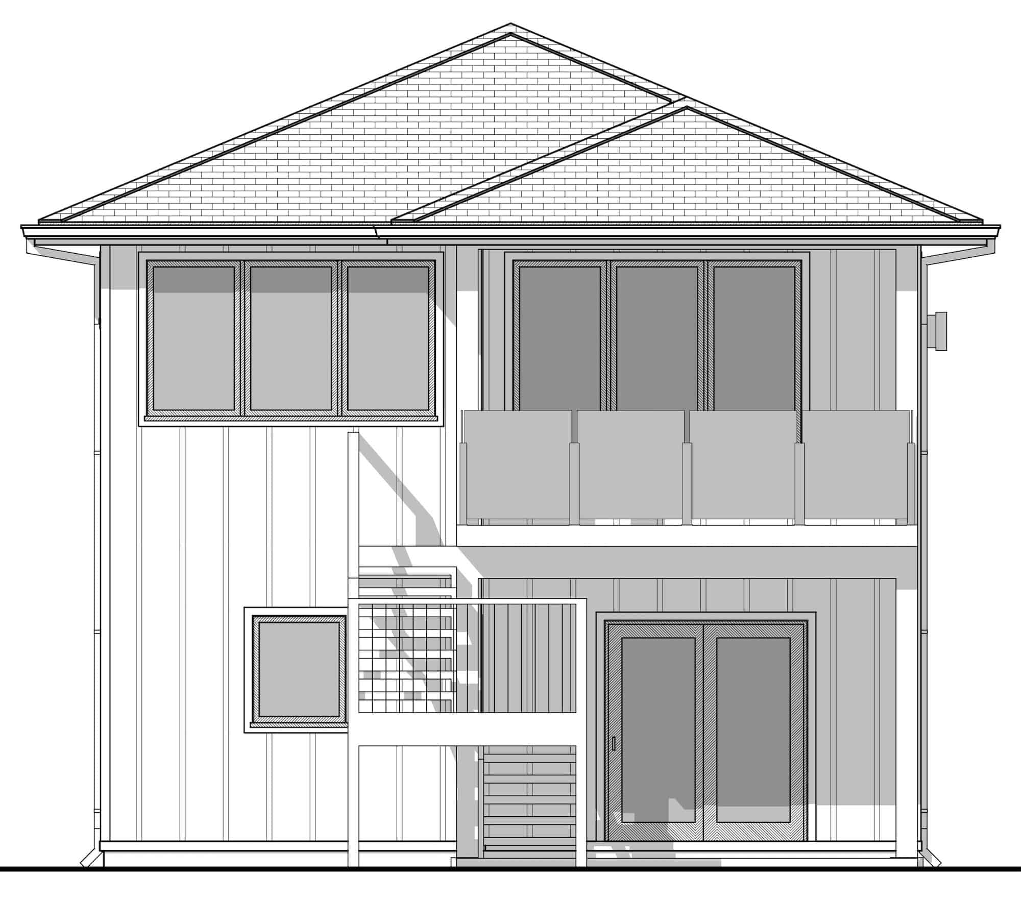 Home Plan Rear Elevation of this 3-Bedroom,1588 Sq Ft Plan -211-1058