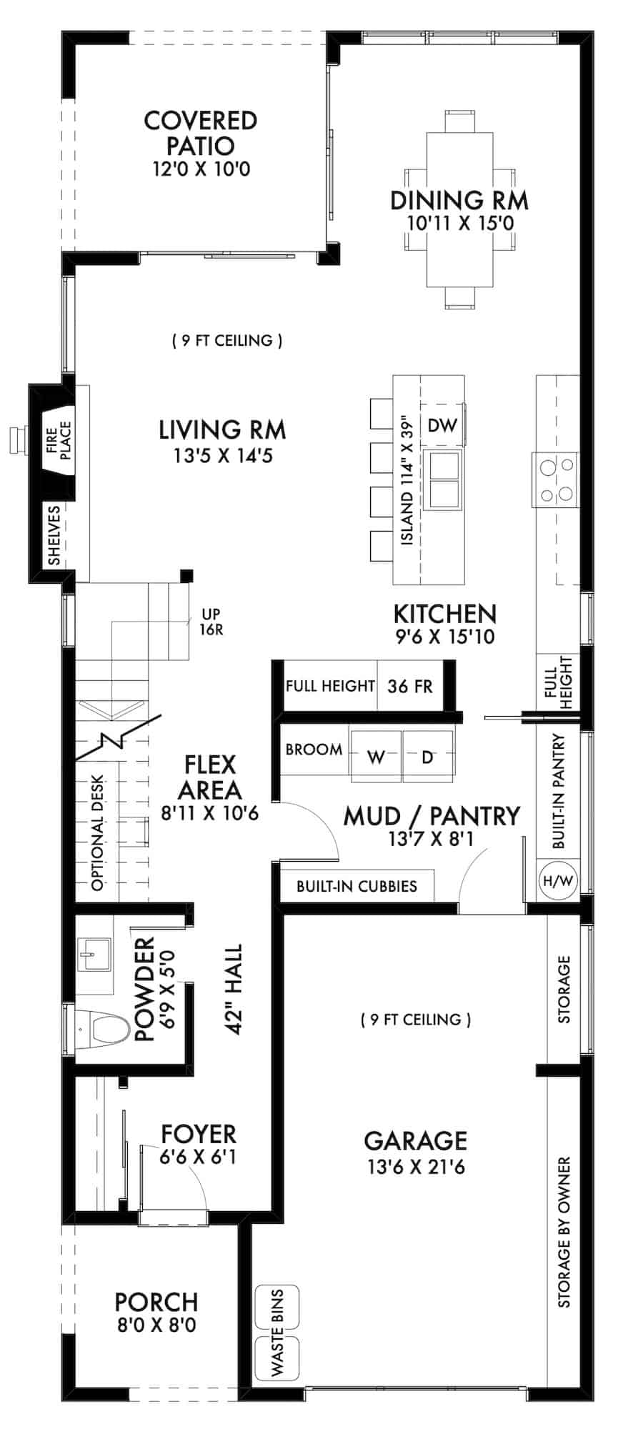Main Level of Contemporary Plan #211-1059