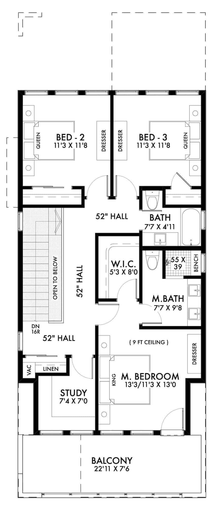 Upper Level of Contemporary Plan #211-1059