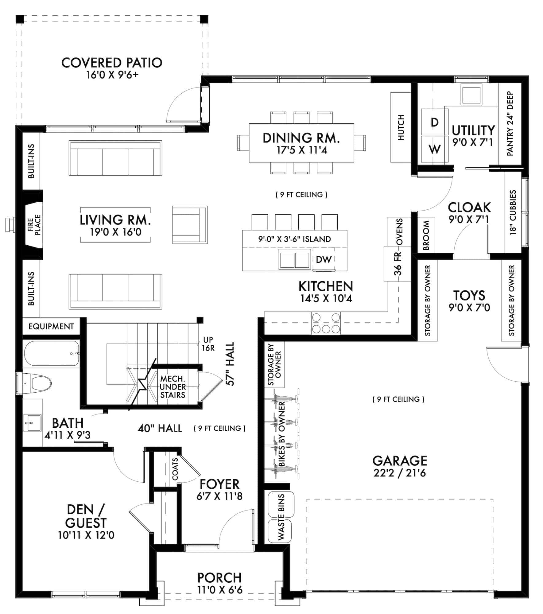 Main Level of Contemporary Plan #211-1060
