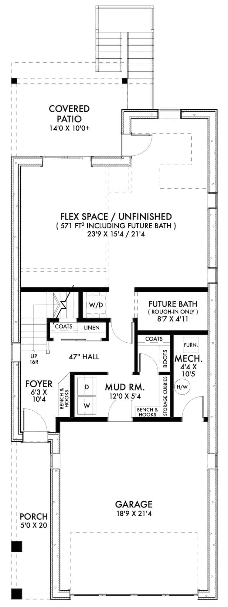 Main Level of Farmhouse Plan #211-1062
